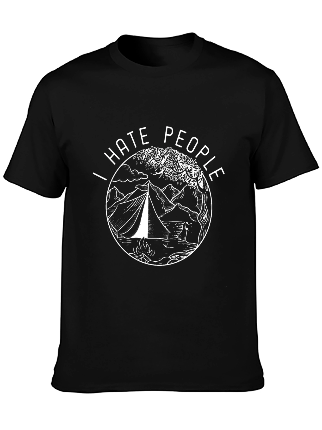 I Hate People Camping T-Shirt - Black