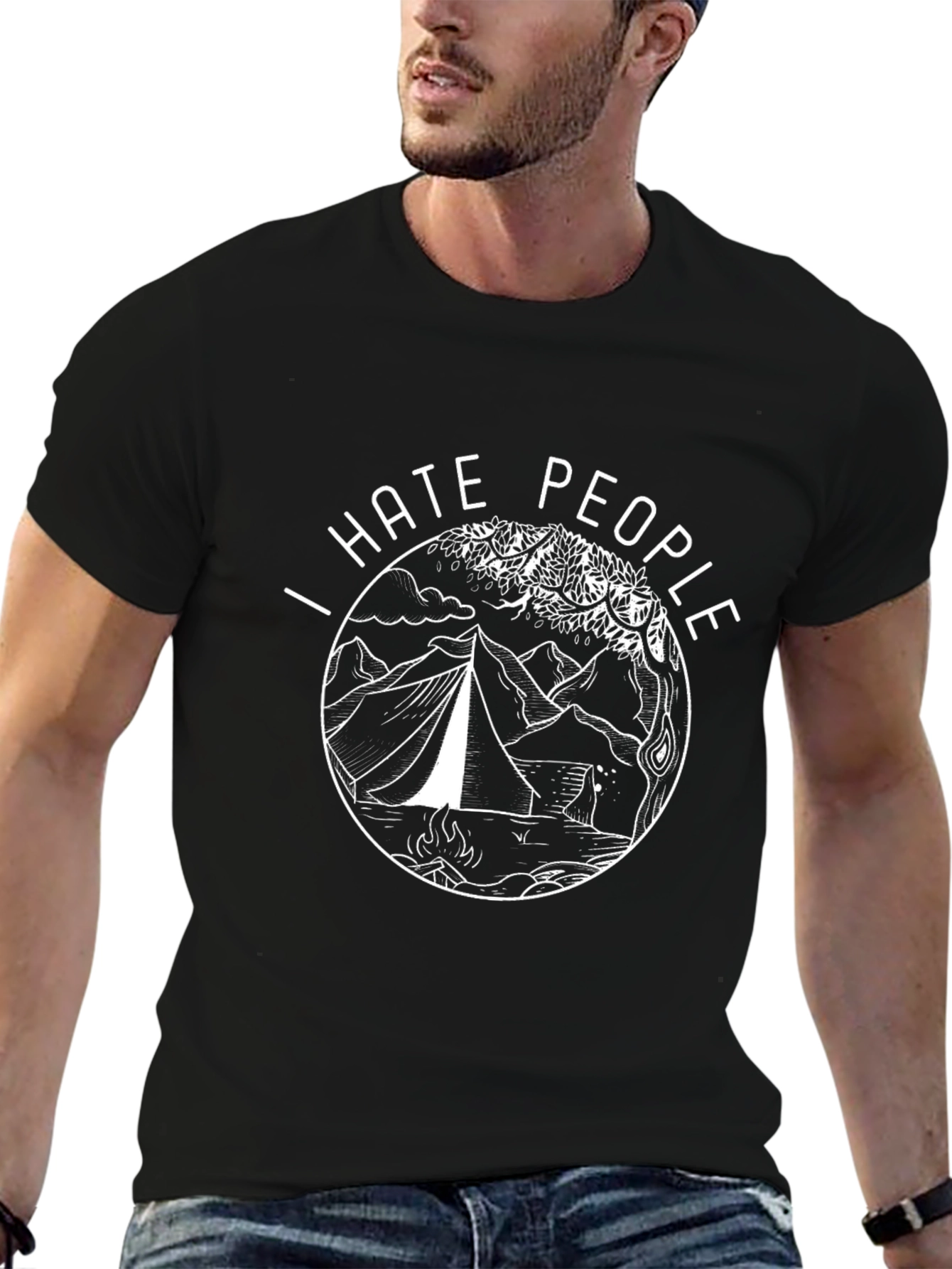 I Hate People Camping T-Shirt - Black