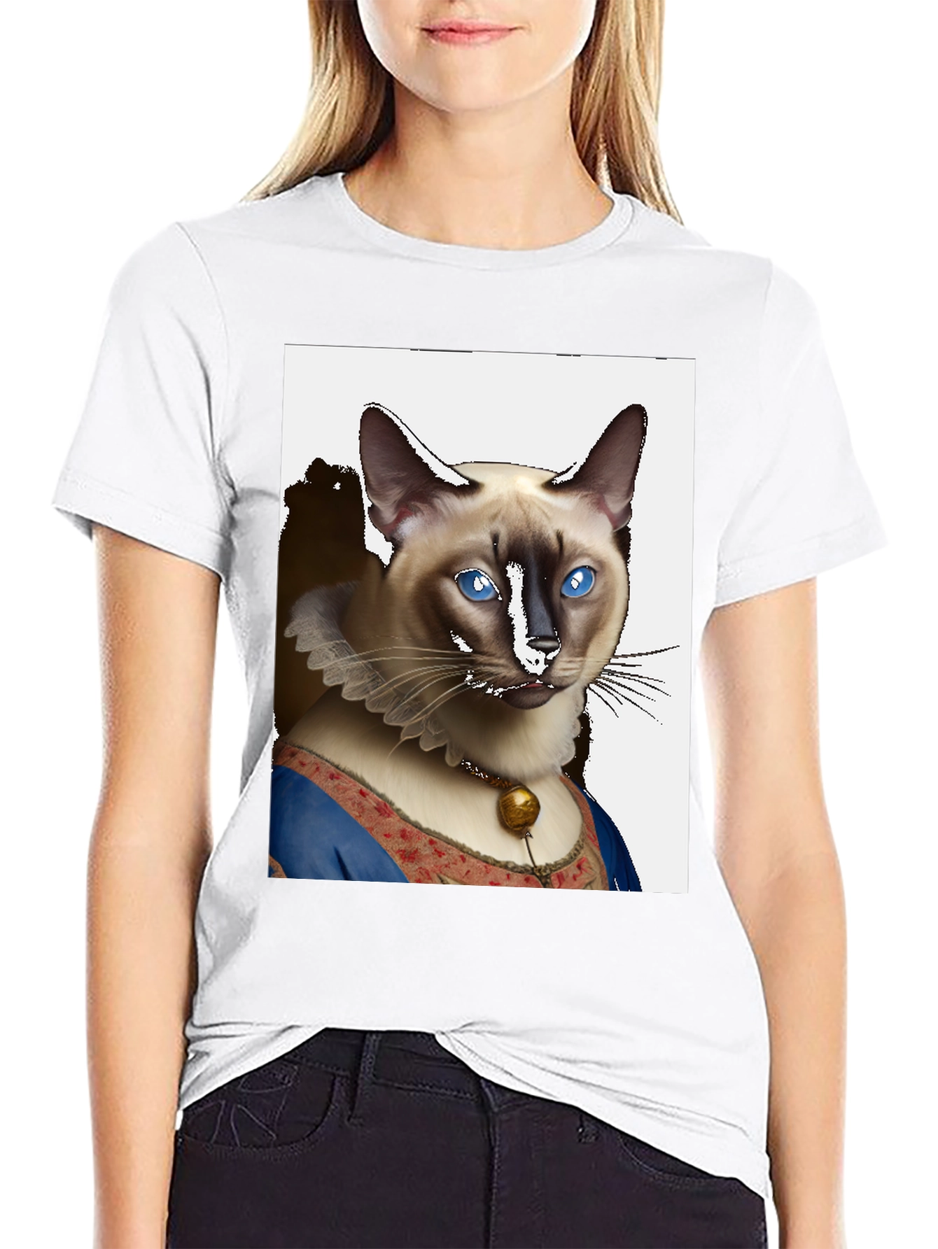 Renaissance Cat Portrait T-Shirt - Unique Novelty Tee