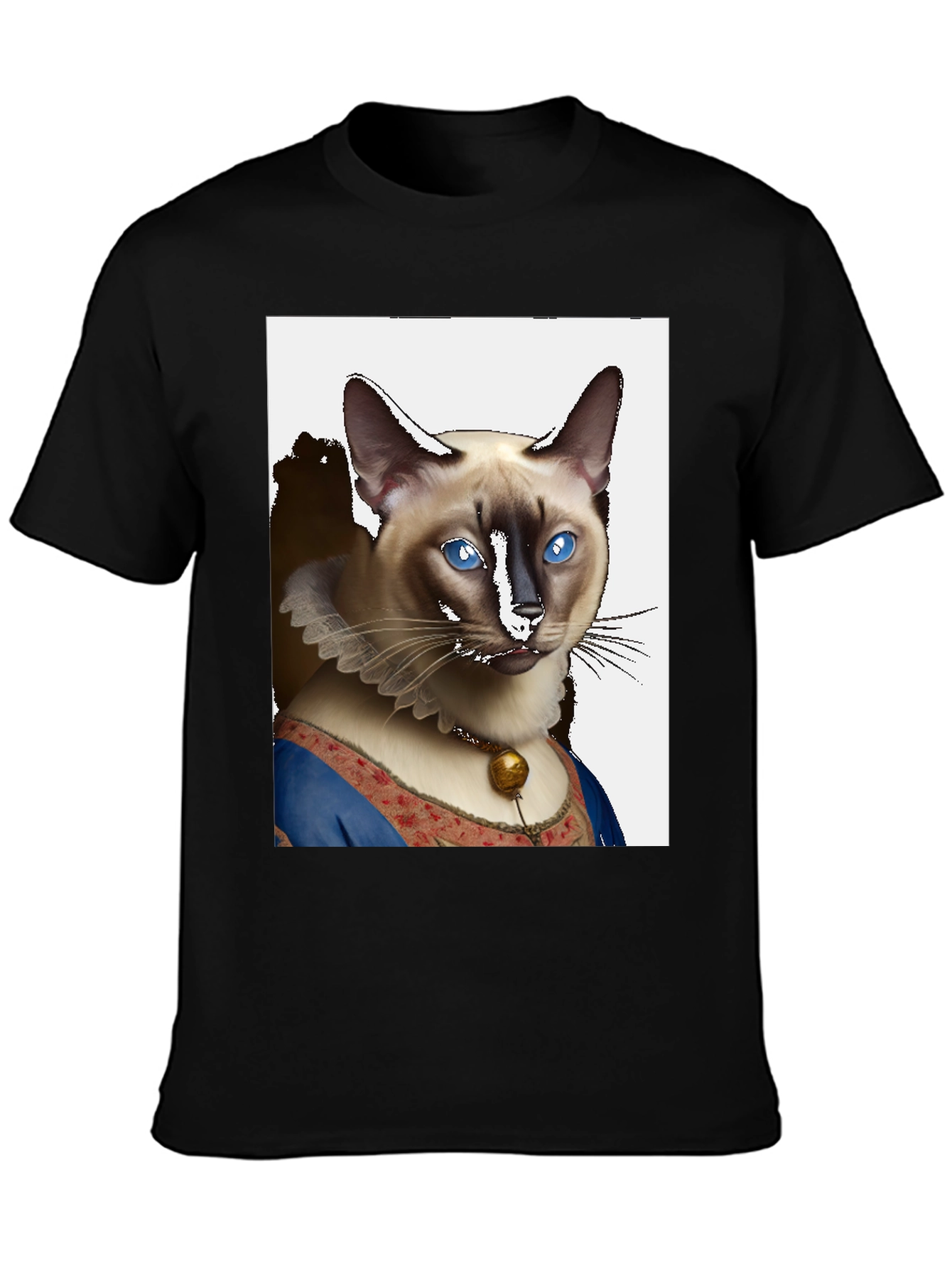 Renaissance Cat Portrait T-Shirt - Unique Novelty Tee