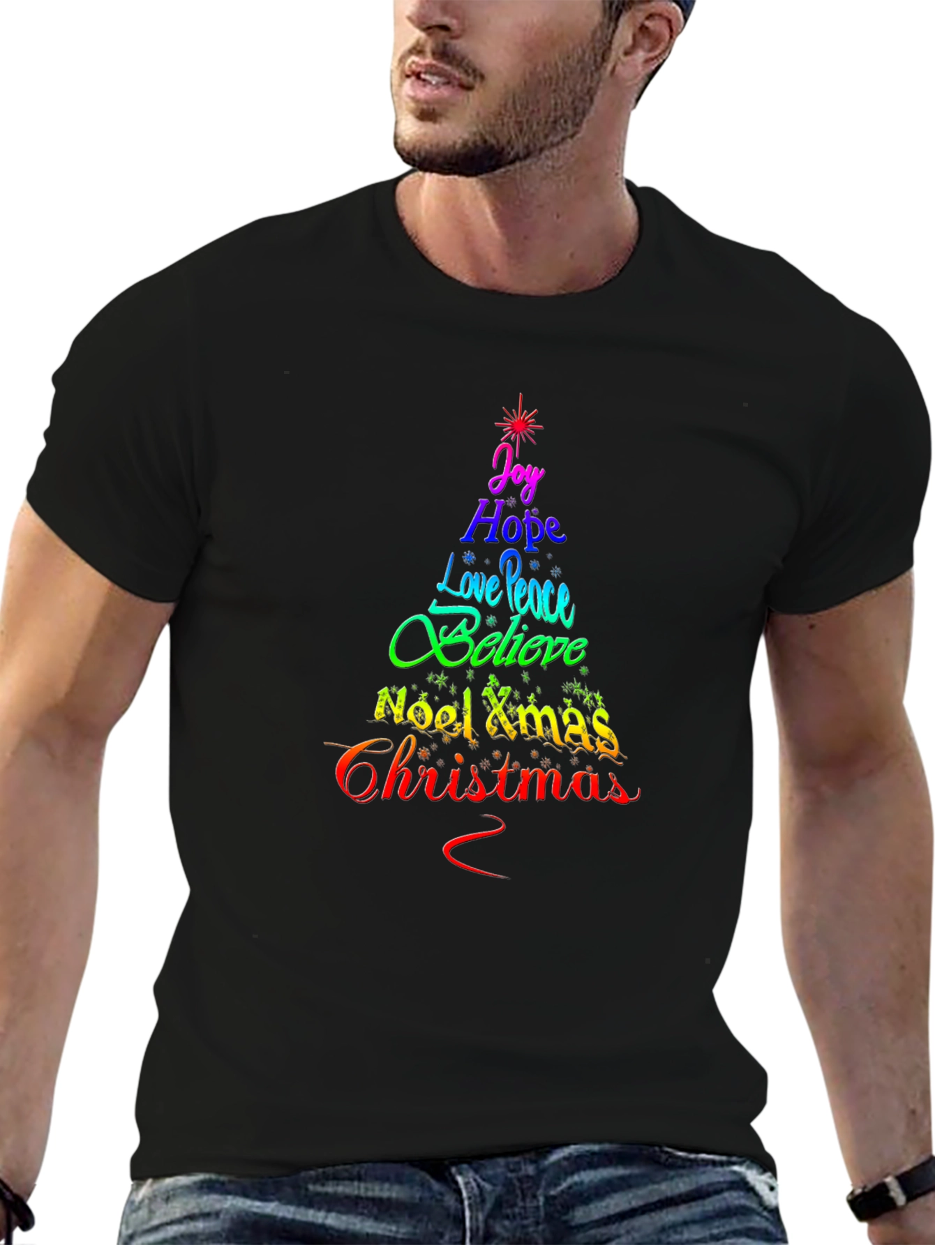 Christmas Tree Word Art T-Shirt