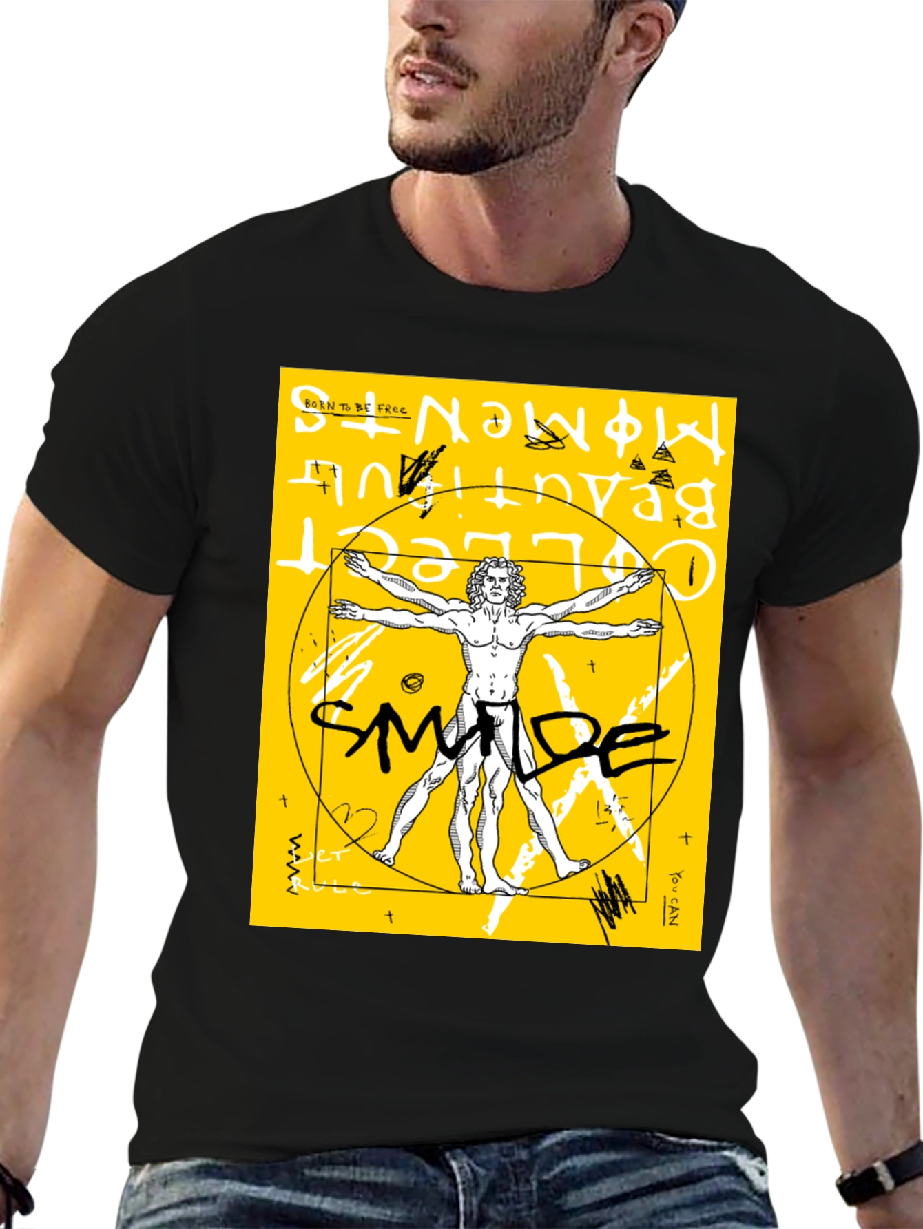 Vitruvian Man Graphic T-Shirt - Artistic Style