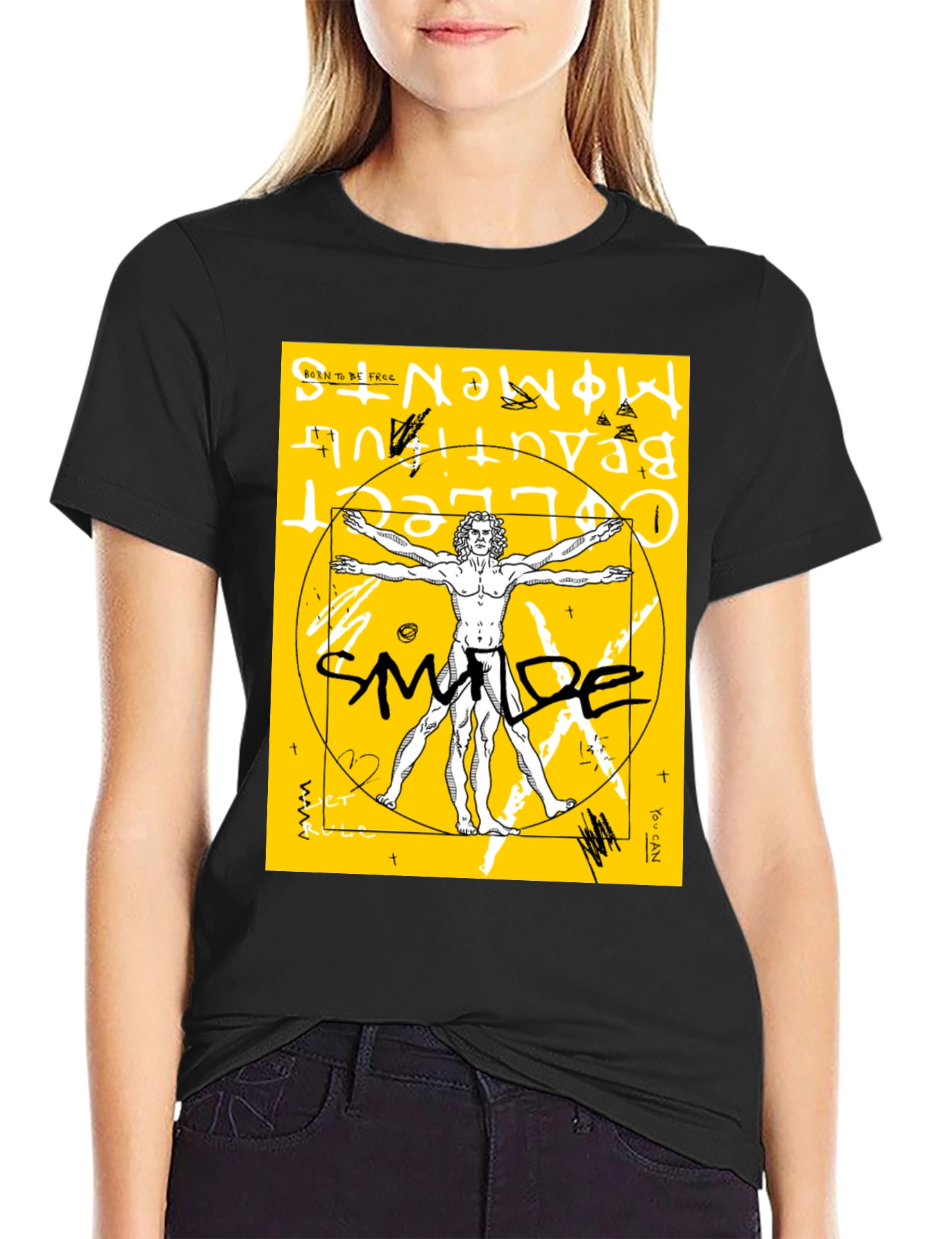 Vitruvian Man Graphic T-Shirt - Artistic Style