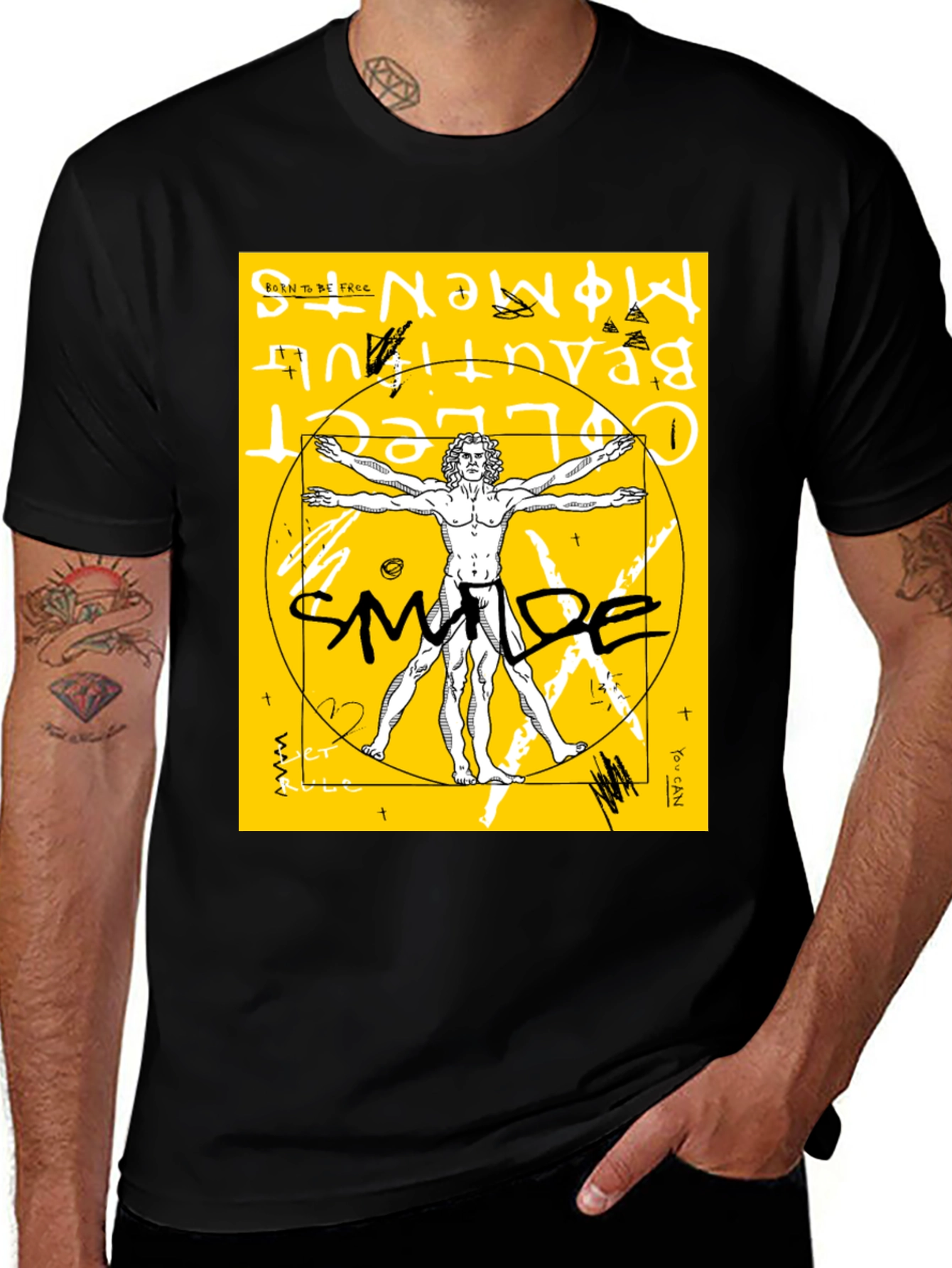 Vitruvian Man Graphic T-Shirt - Artistic Style