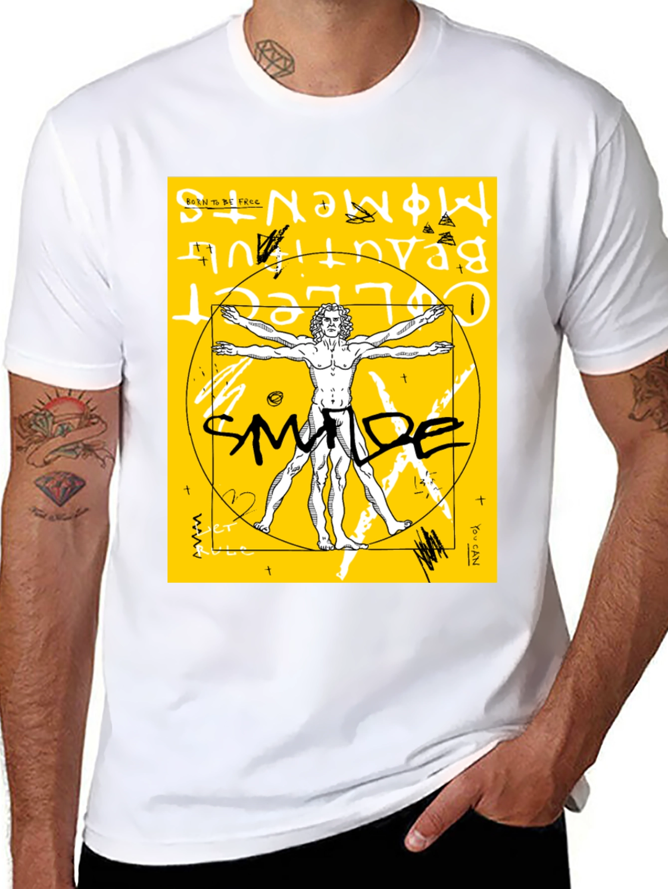 Vitruvian Man Graphic T-Shirt - Artistic Style