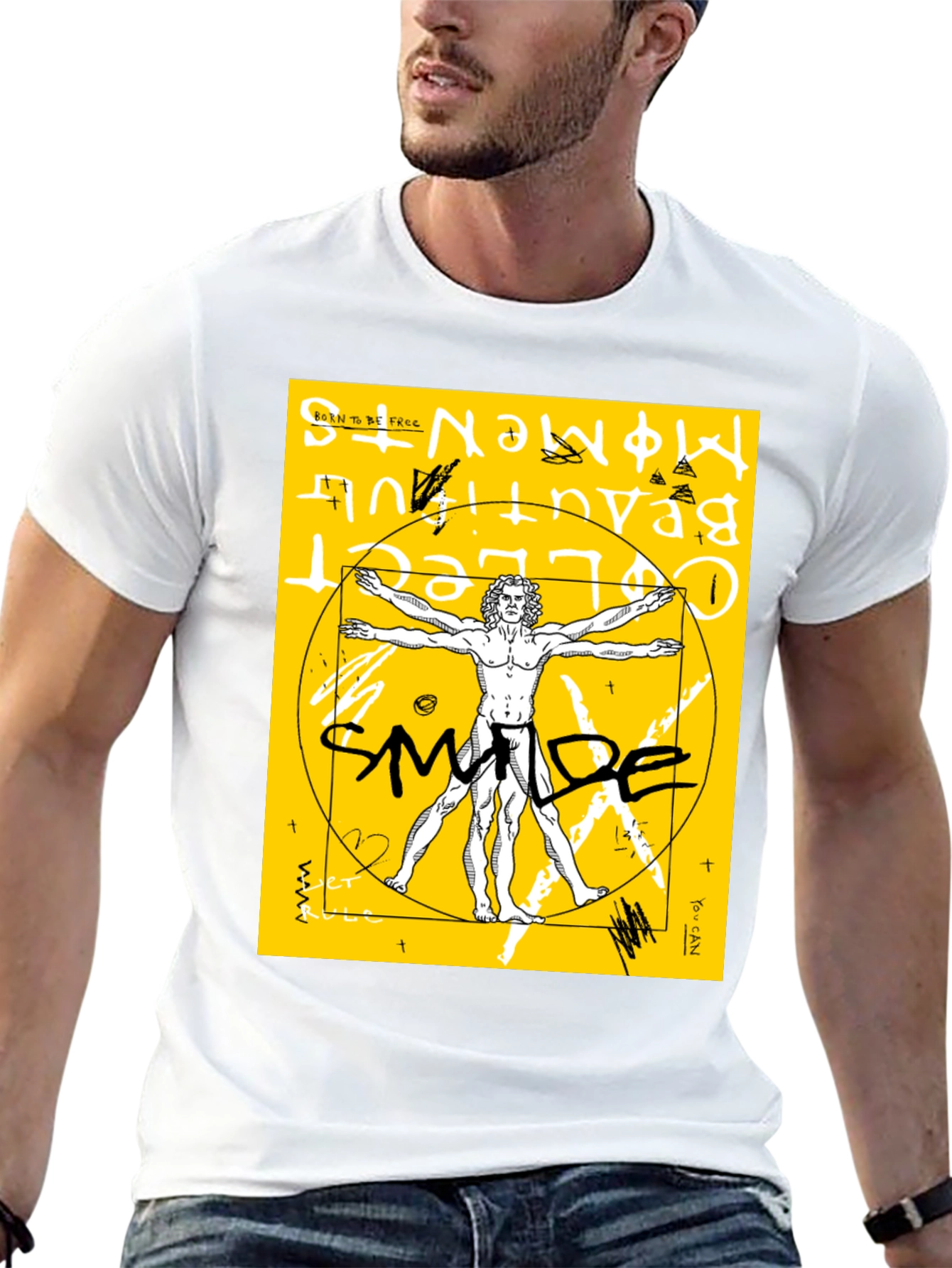 Vitruvian Man Graphic T-Shirt - Artistic Style
