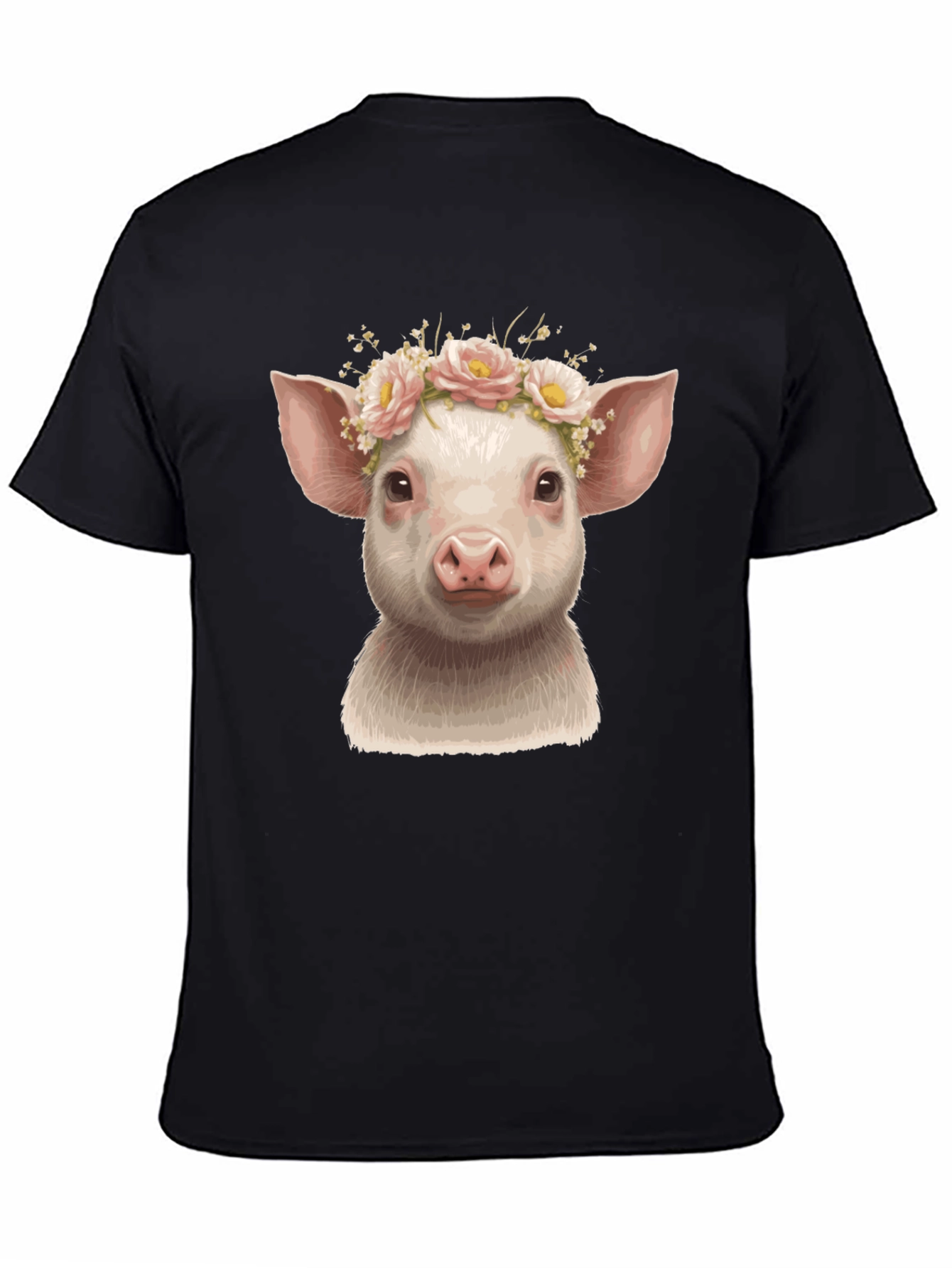Piglet in Bloom Black Graphic T-Shirt