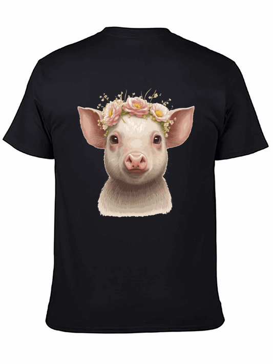Piglet in Bloom Black Graphic T-Shirt