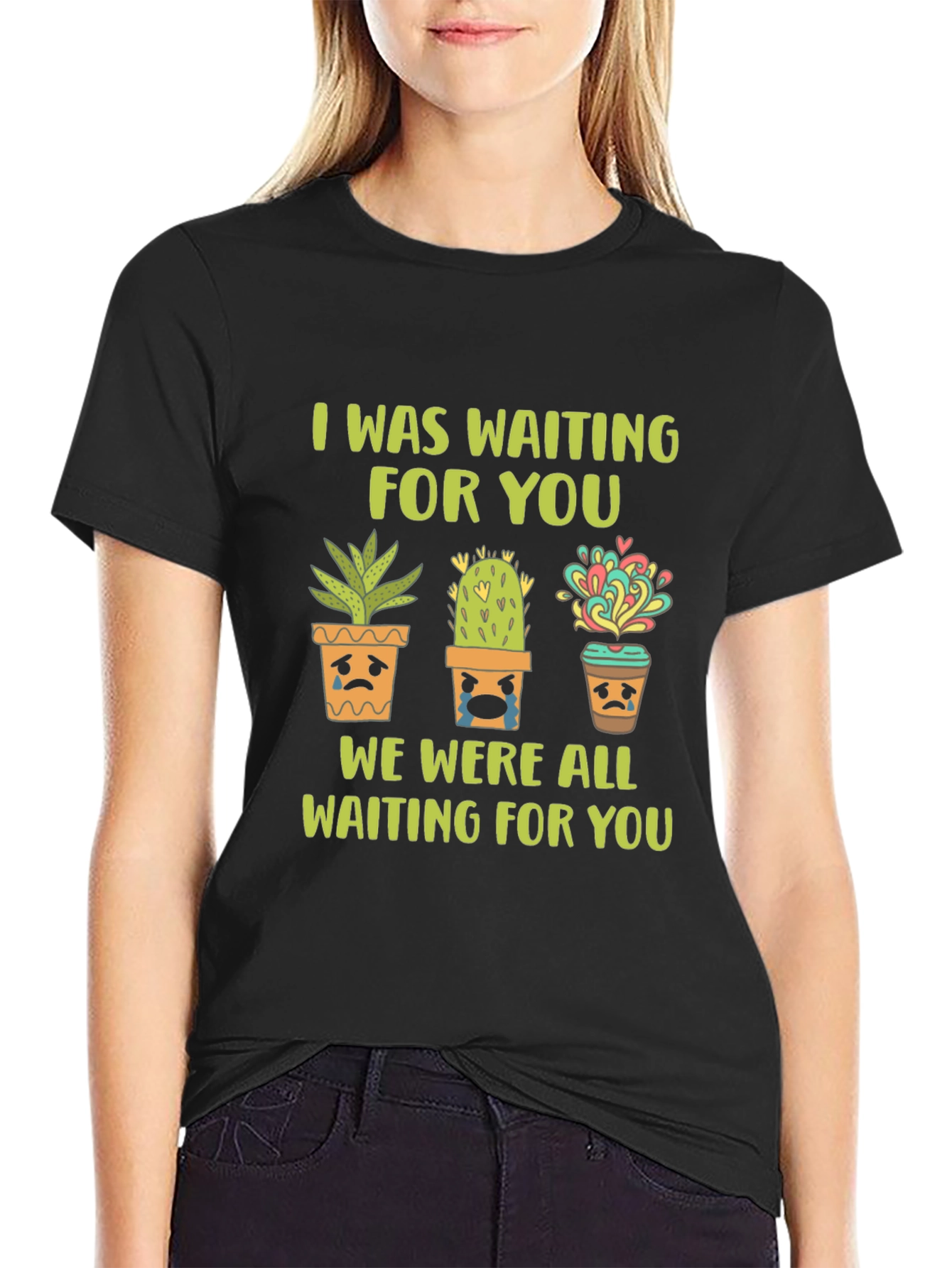 Sad Potted Plants Graphic Tee - Unisex Black T-Shirt