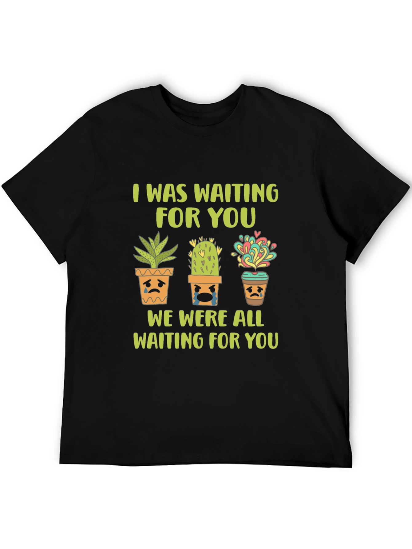 Sad Potted Plants Graphic Tee - Unisex Black T-Shirt