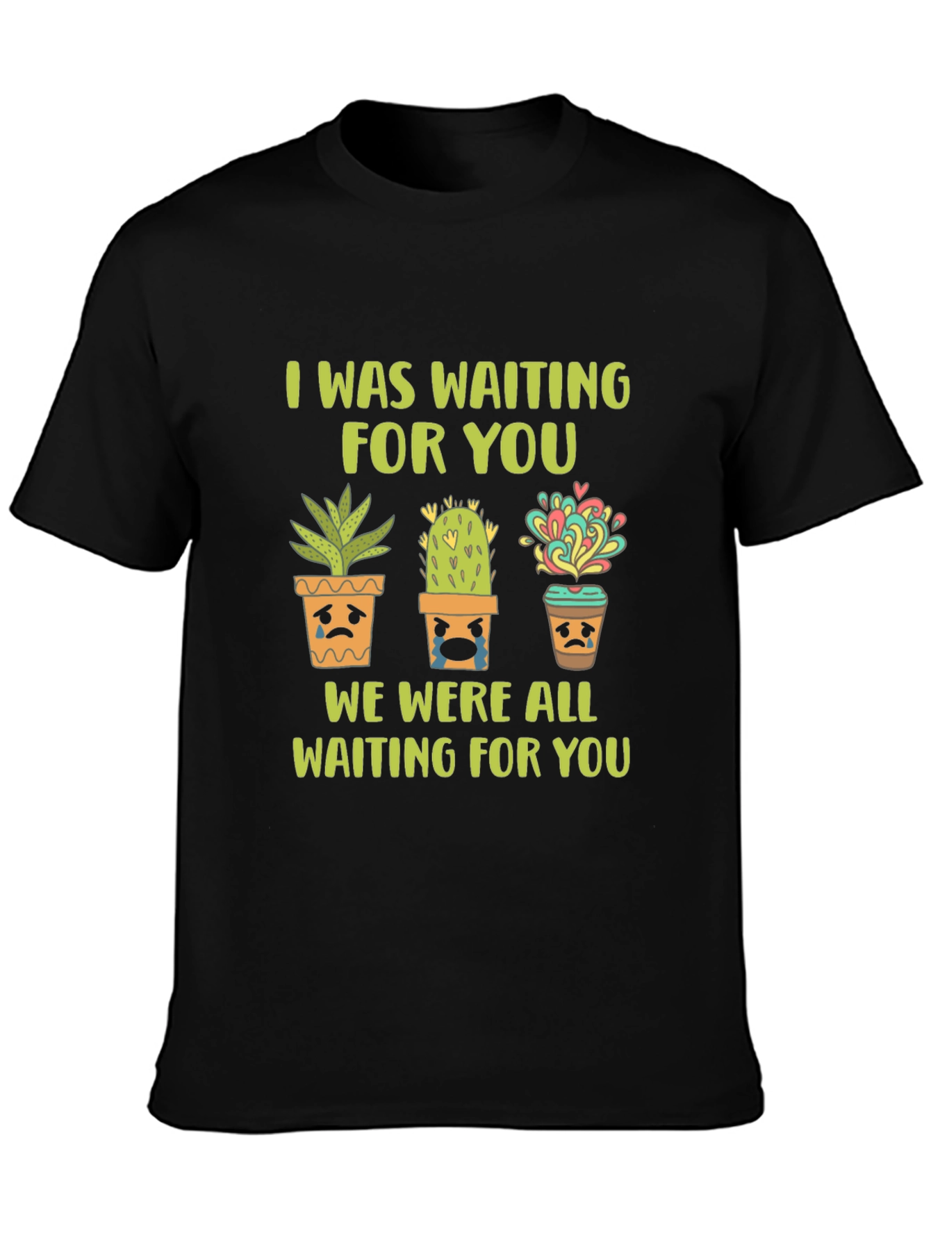 Sad Potted Plants Graphic Tee - Unisex Black T-Shirt