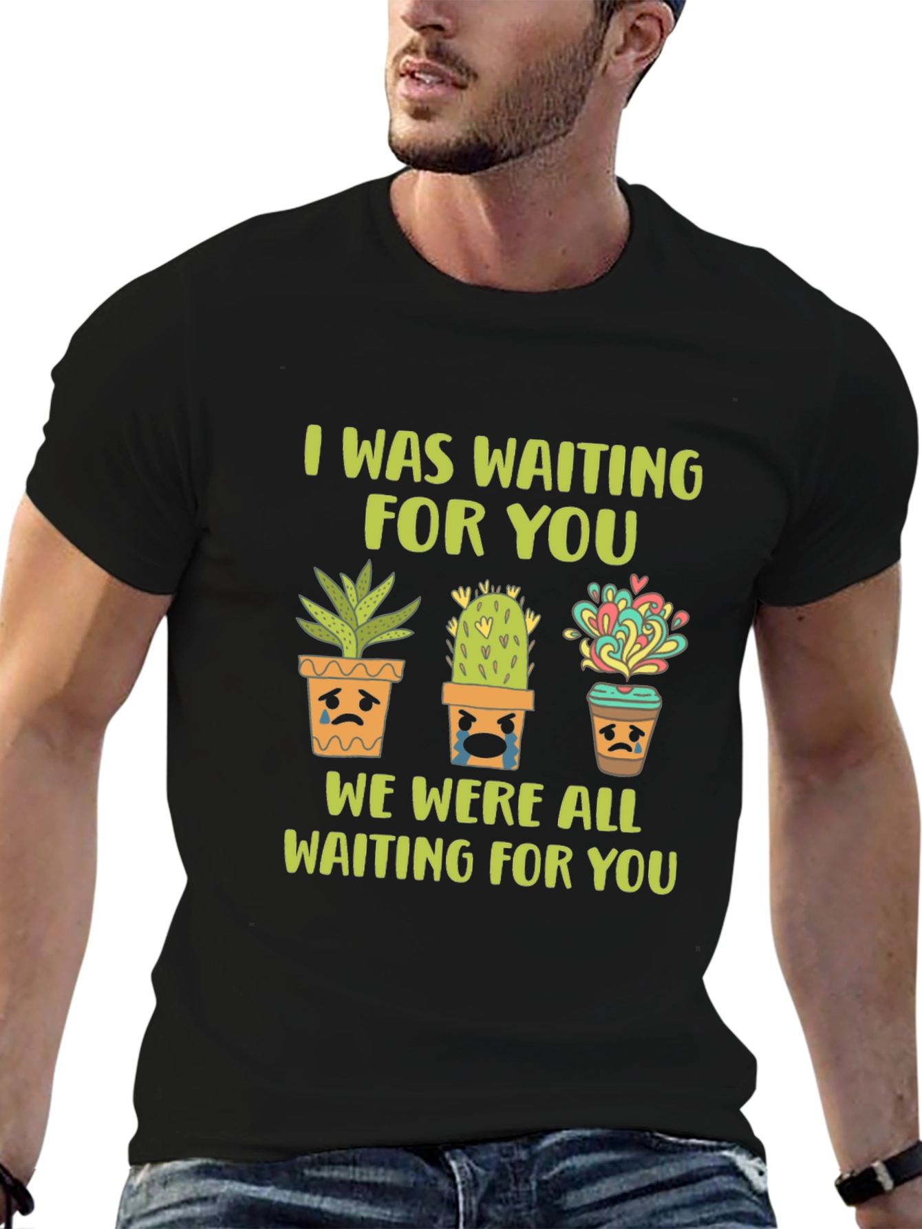 Sad Potted Plants Graphic Tee - Unisex Black T-Shirt