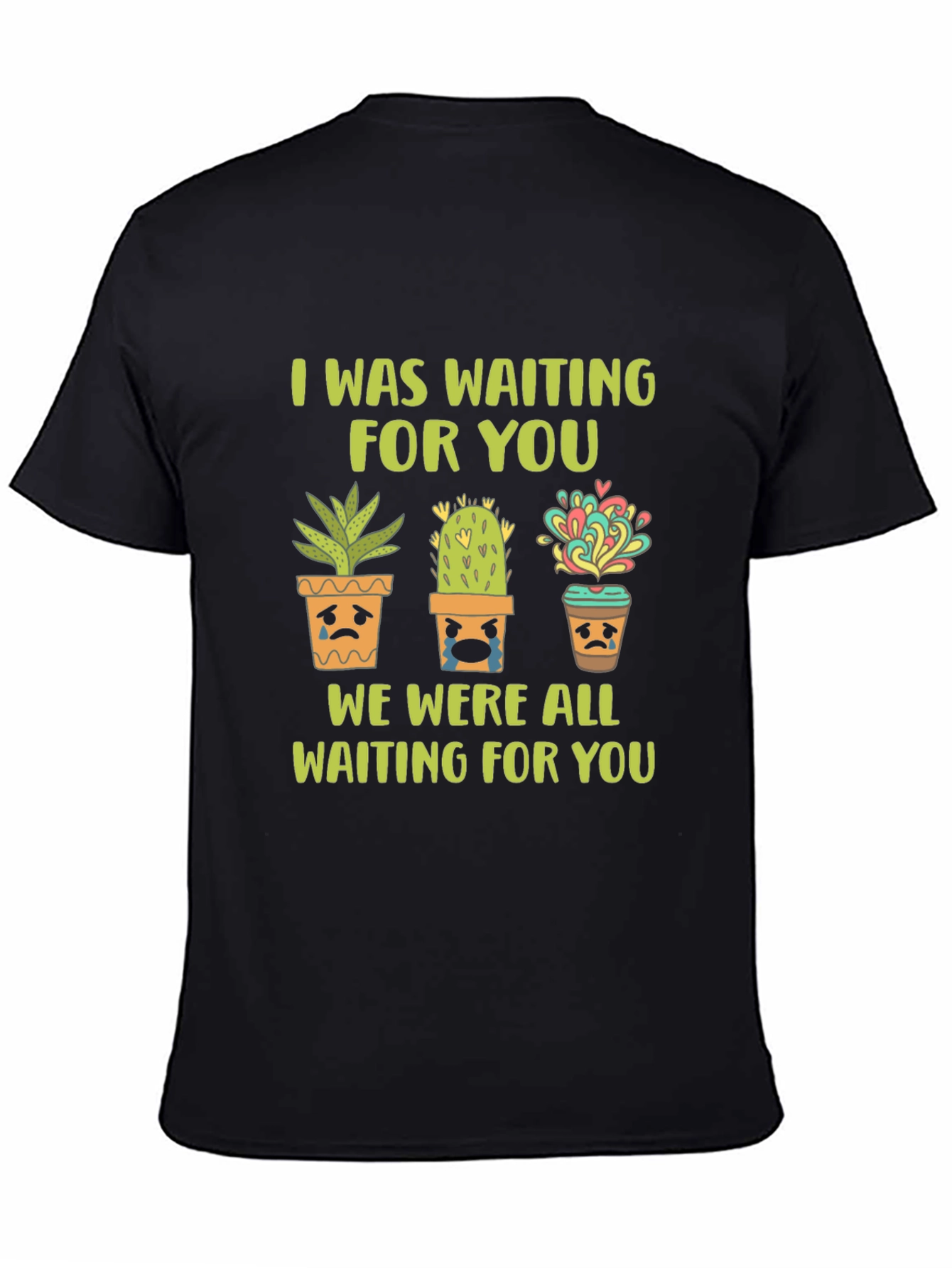 Sad Potted Plants Graphic Tee - Unisex Black T-Shirt