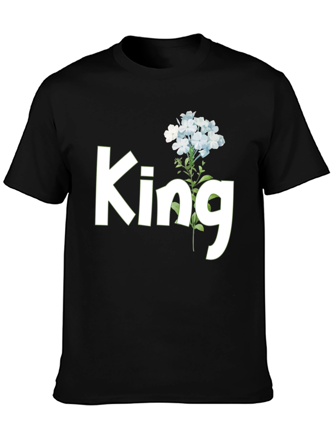 King Floral Graphic Tee - Black Cotton T-Shirt