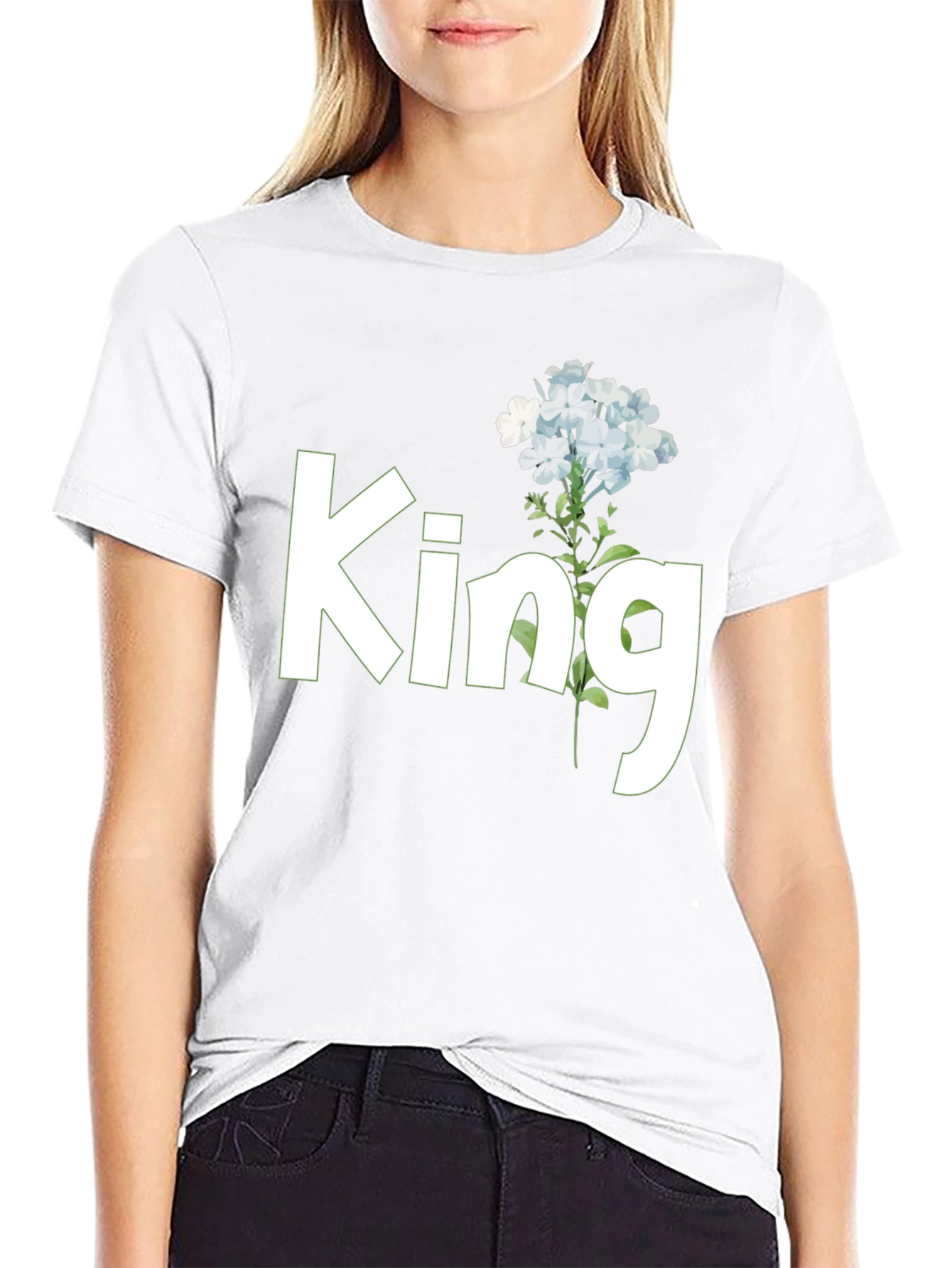 King Floral Graphic Tee - Black Cotton T-Shirt