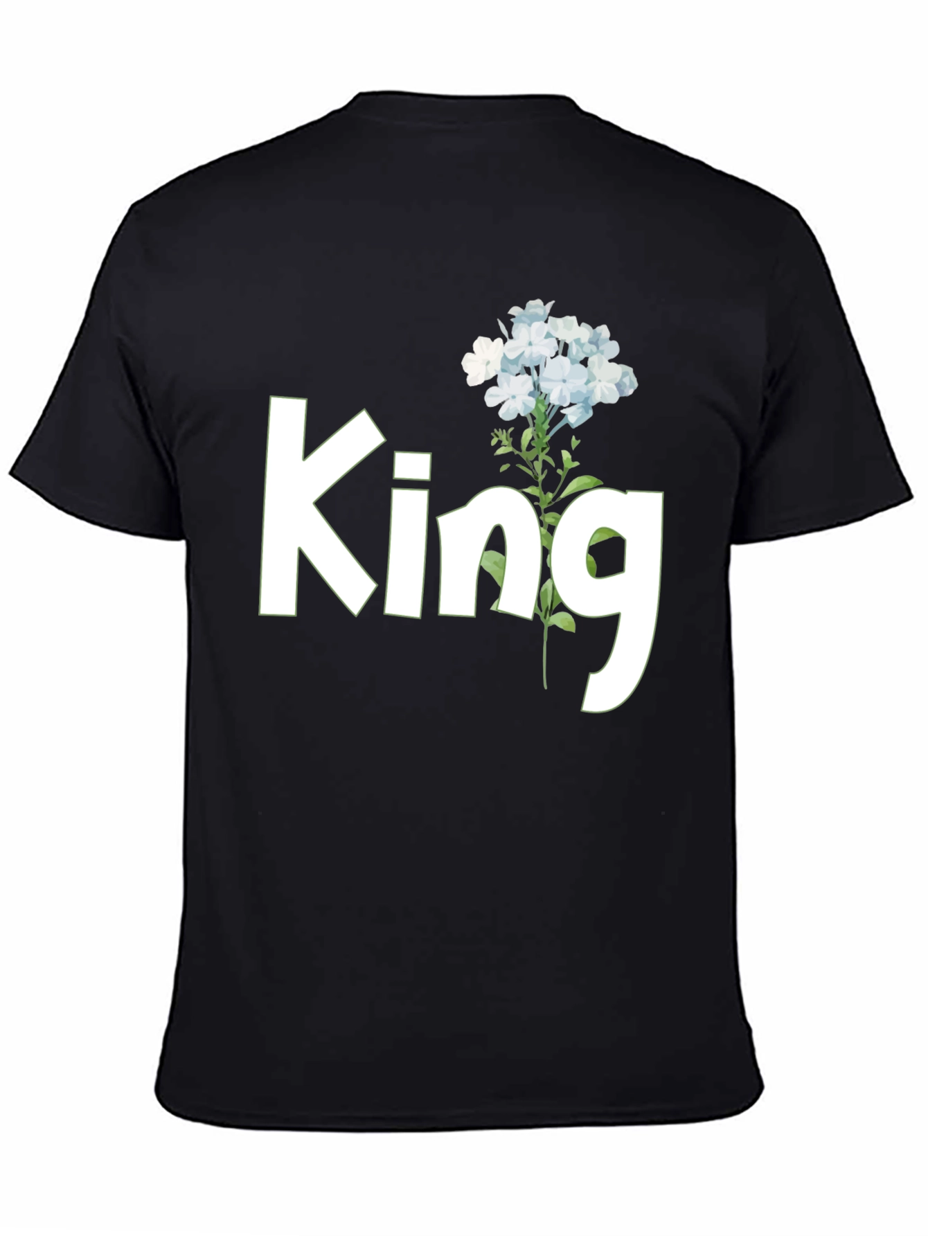 King Floral Graphic Tee - Black Cotton T-Shirt