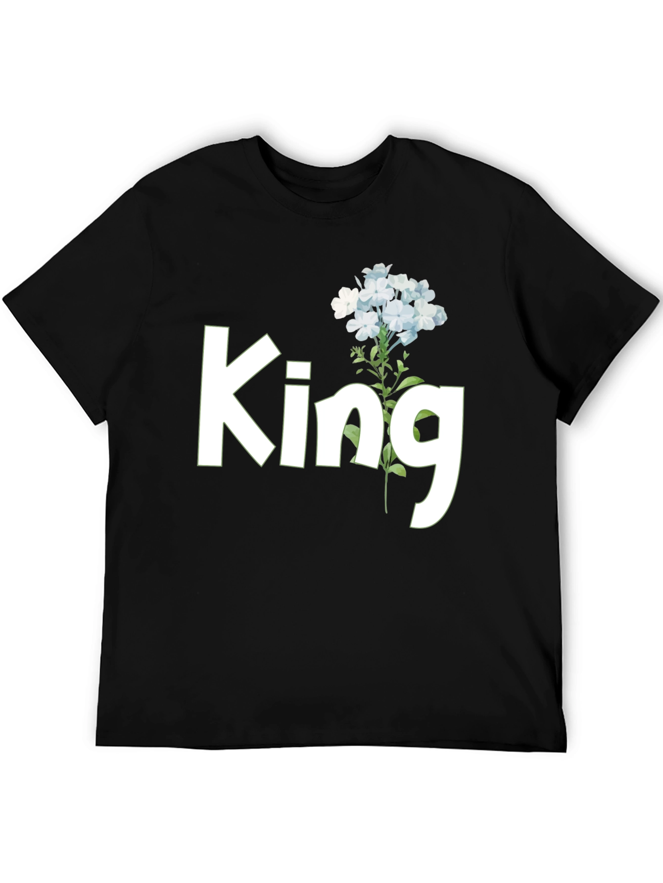 King Floral Graphic Tee - Black Cotton T-Shirt