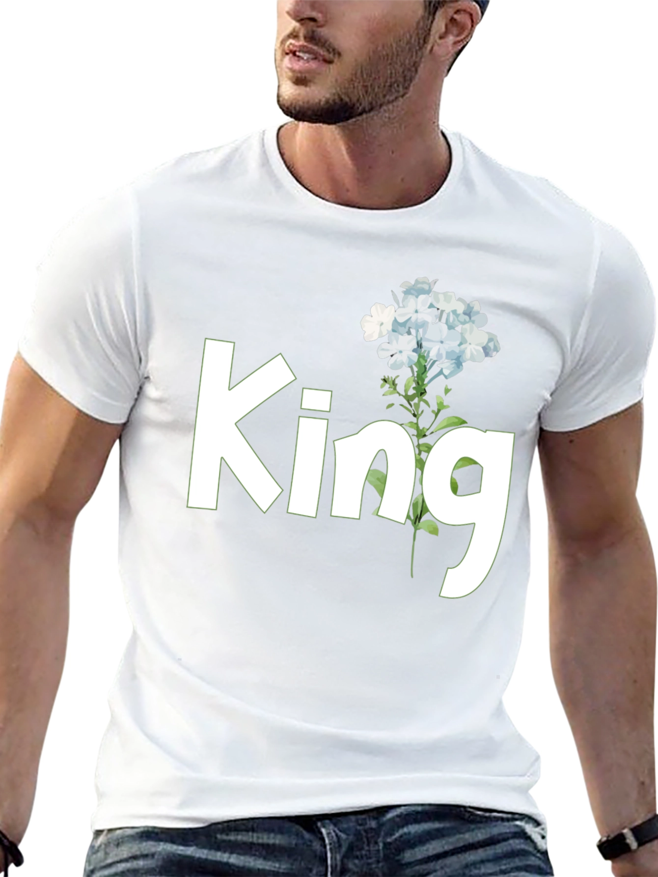 King Floral Graphic Tee - Black Cotton T-Shirt