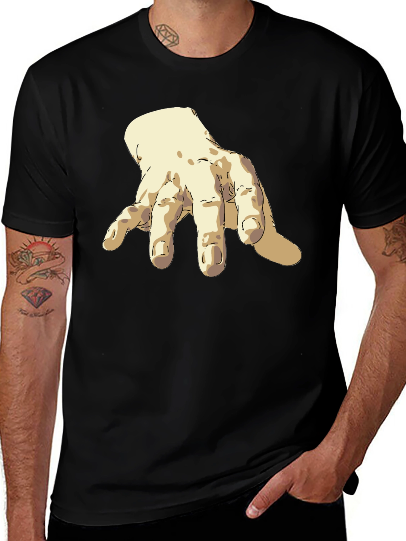 Artistic Hand Graphic Black T-Shirt