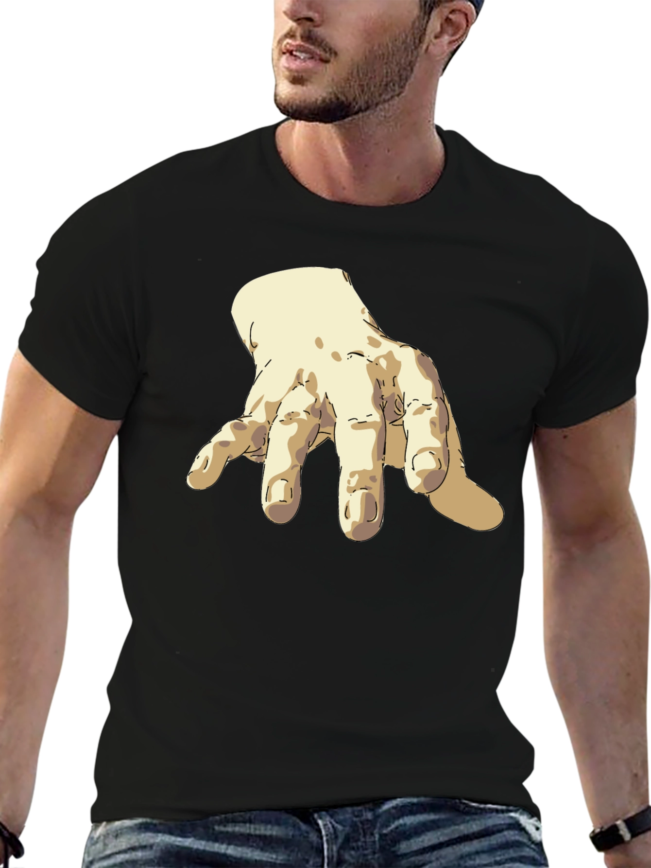 Artistic Hand Graphic Black T-Shirt