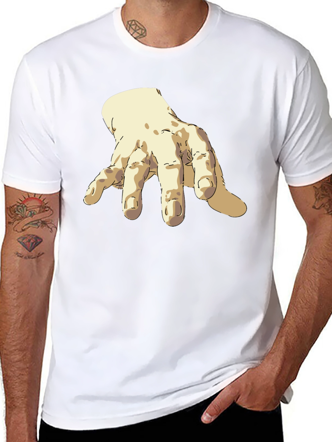 Artistic Hand Graphic Black T-Shirt