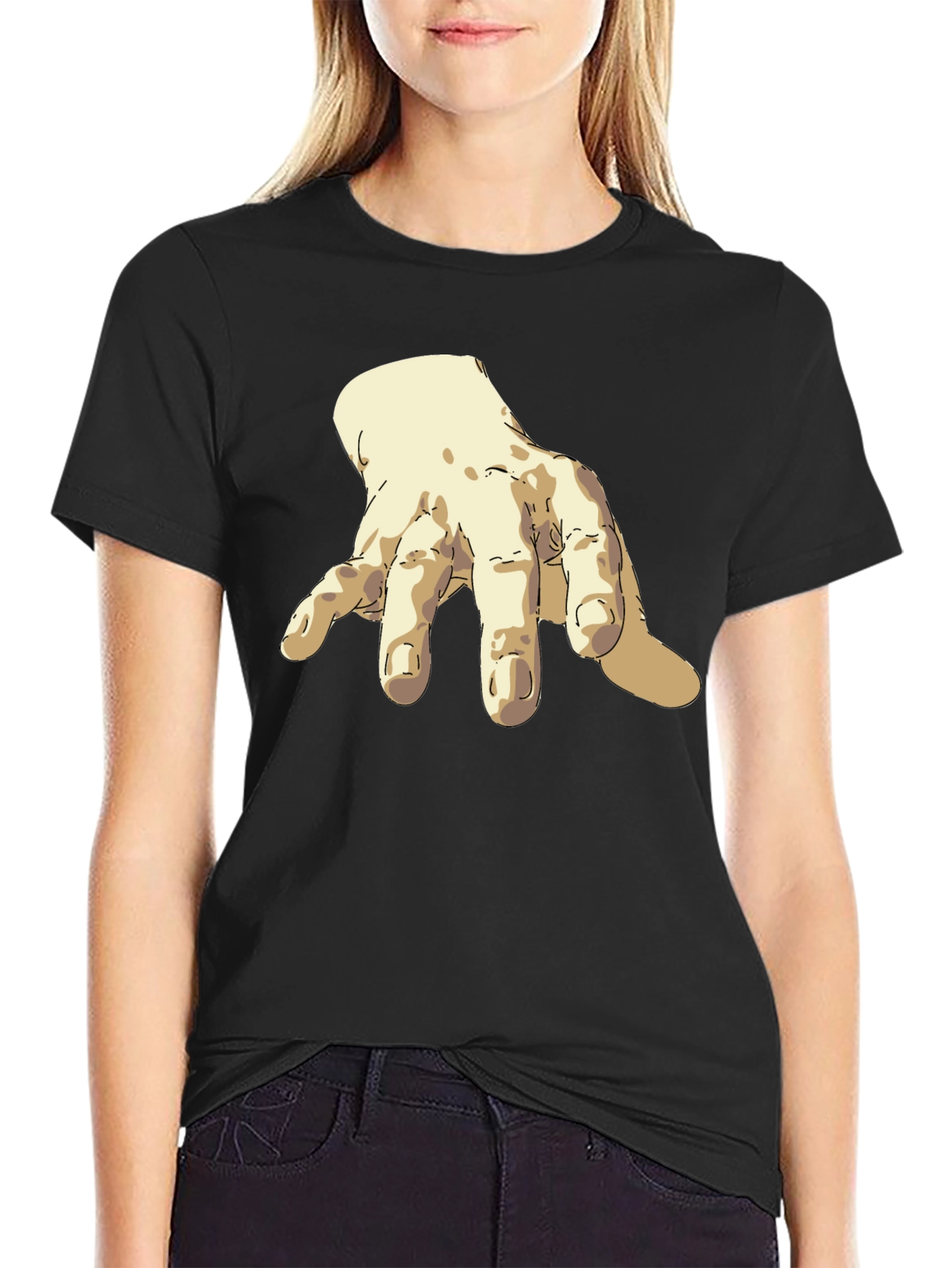 Artistic Hand Graphic Black T-Shirt