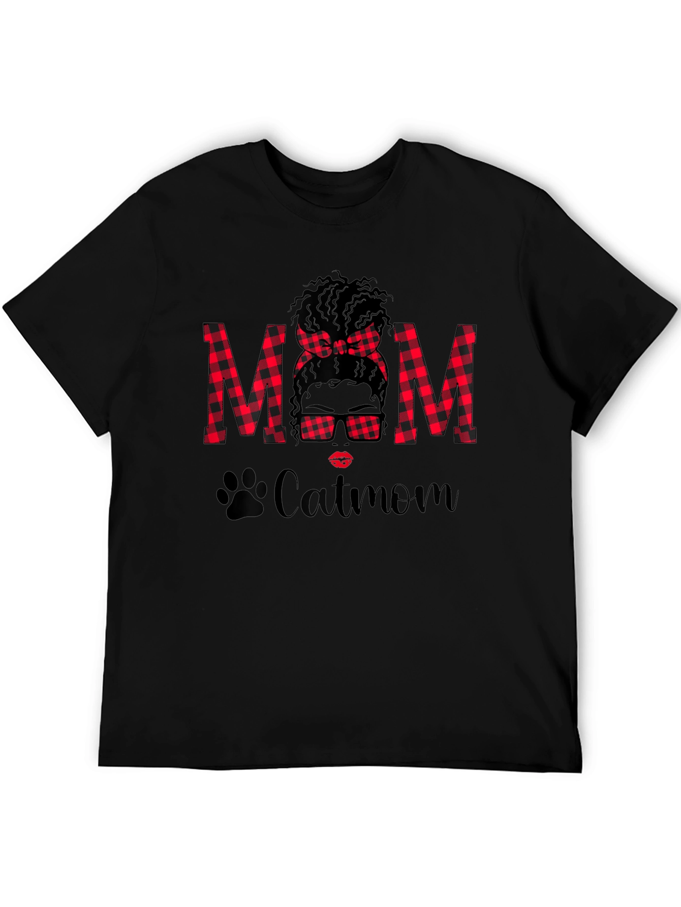 Catmom Buffalo Plaid Graphic Tee