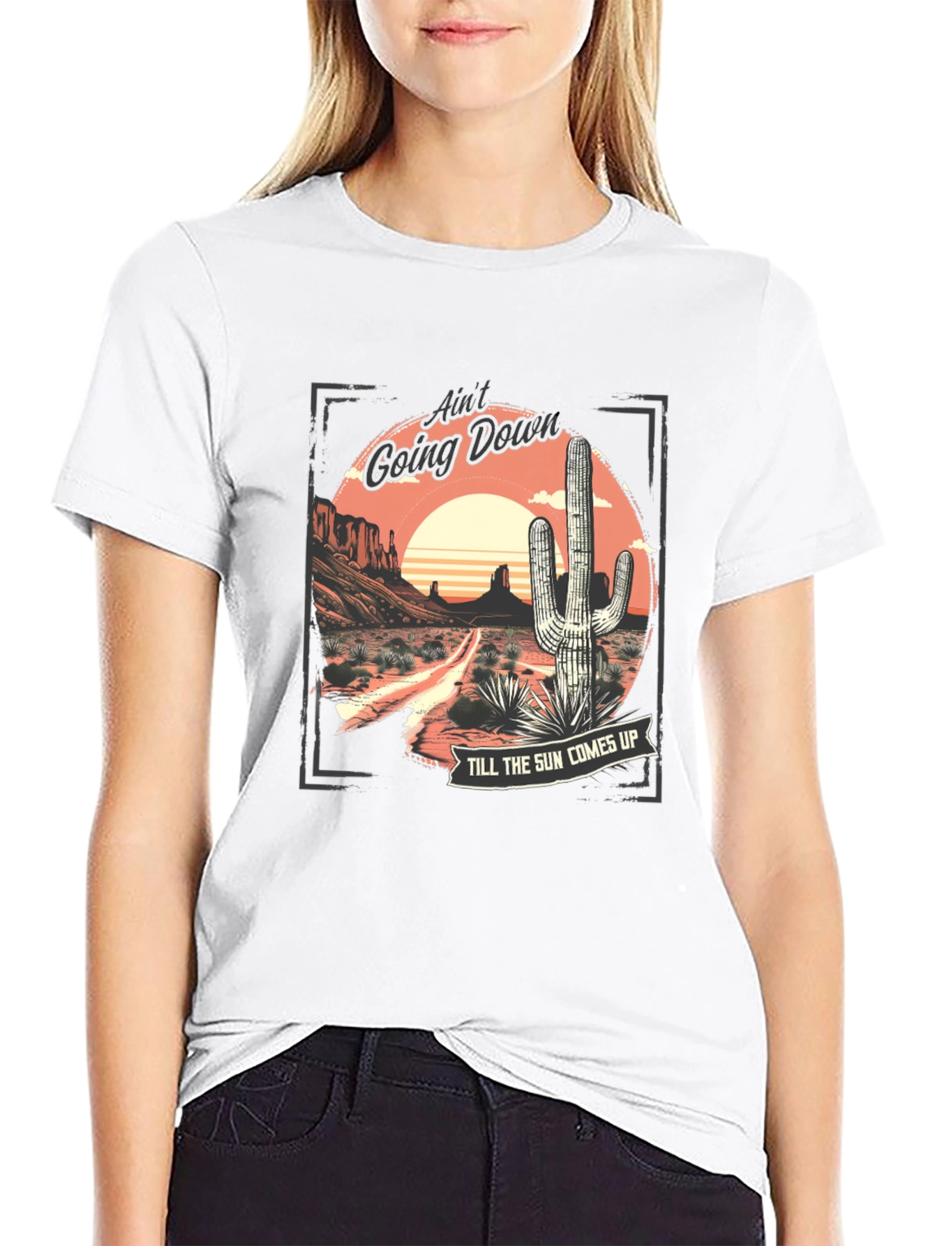 Aint Going Down Cactus Graphic T-Shirt