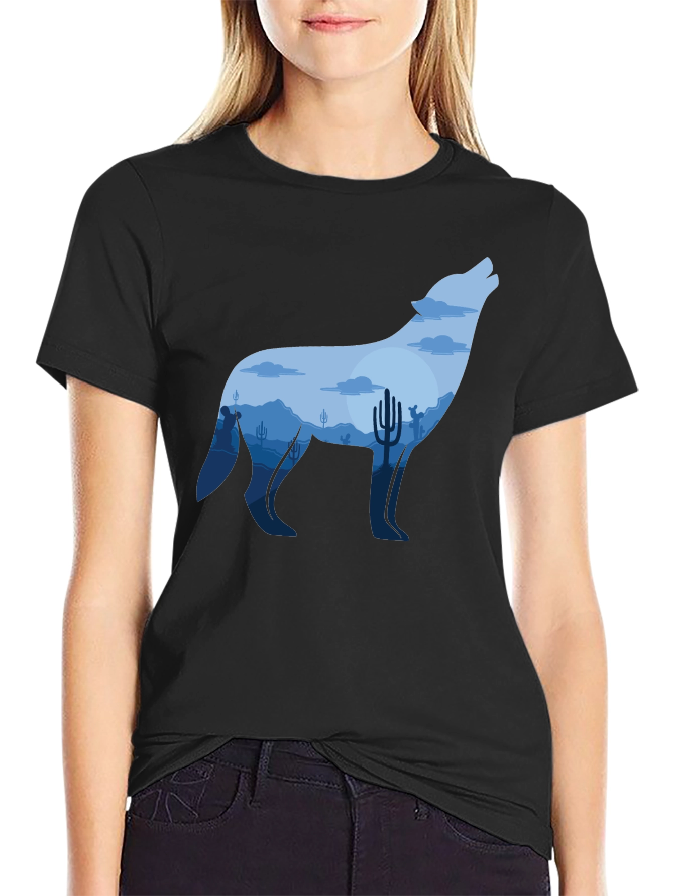 Wolf Desert Graphic Tee - Mens Black T-Shirt