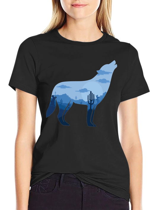 Wolf Desert Graphic Tee - Mens Black T-Shirt