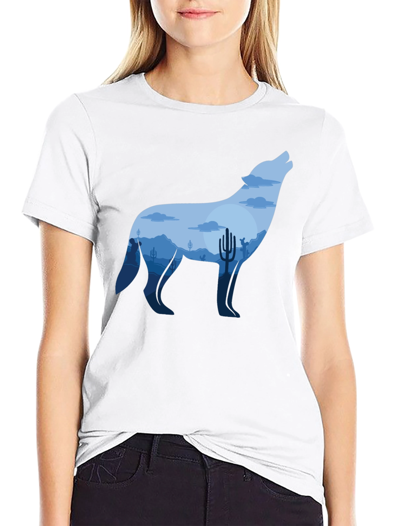 Wolf Desert Graphic Tee - Mens Black T-Shirt