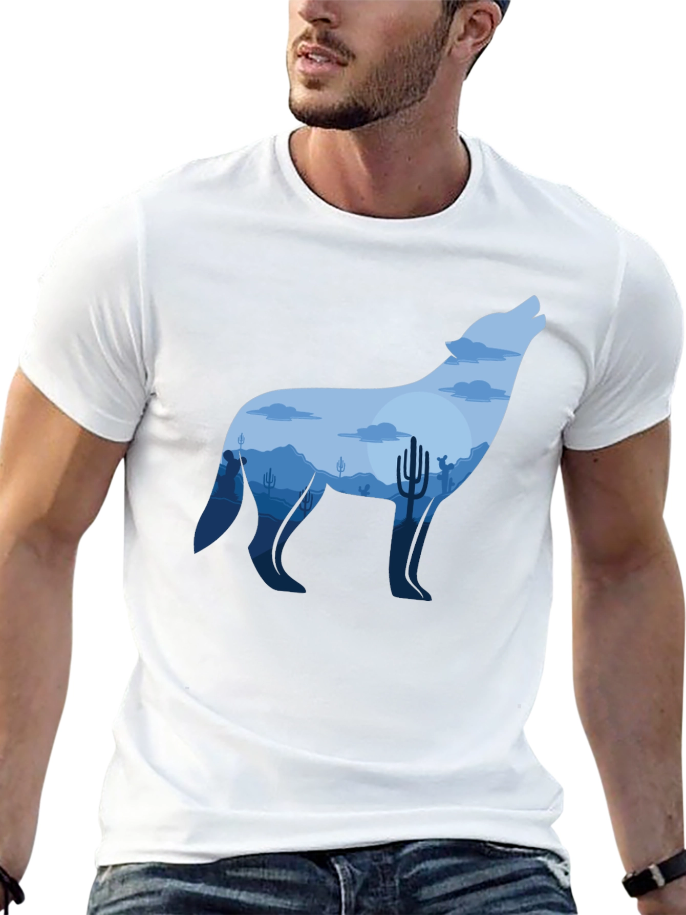 Wolf Desert Graphic Tee - Mens Black T-Shirt