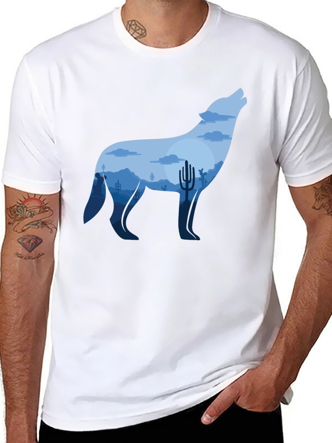 Wolf Desert Graphic Tee - Mens Black T-Shirt