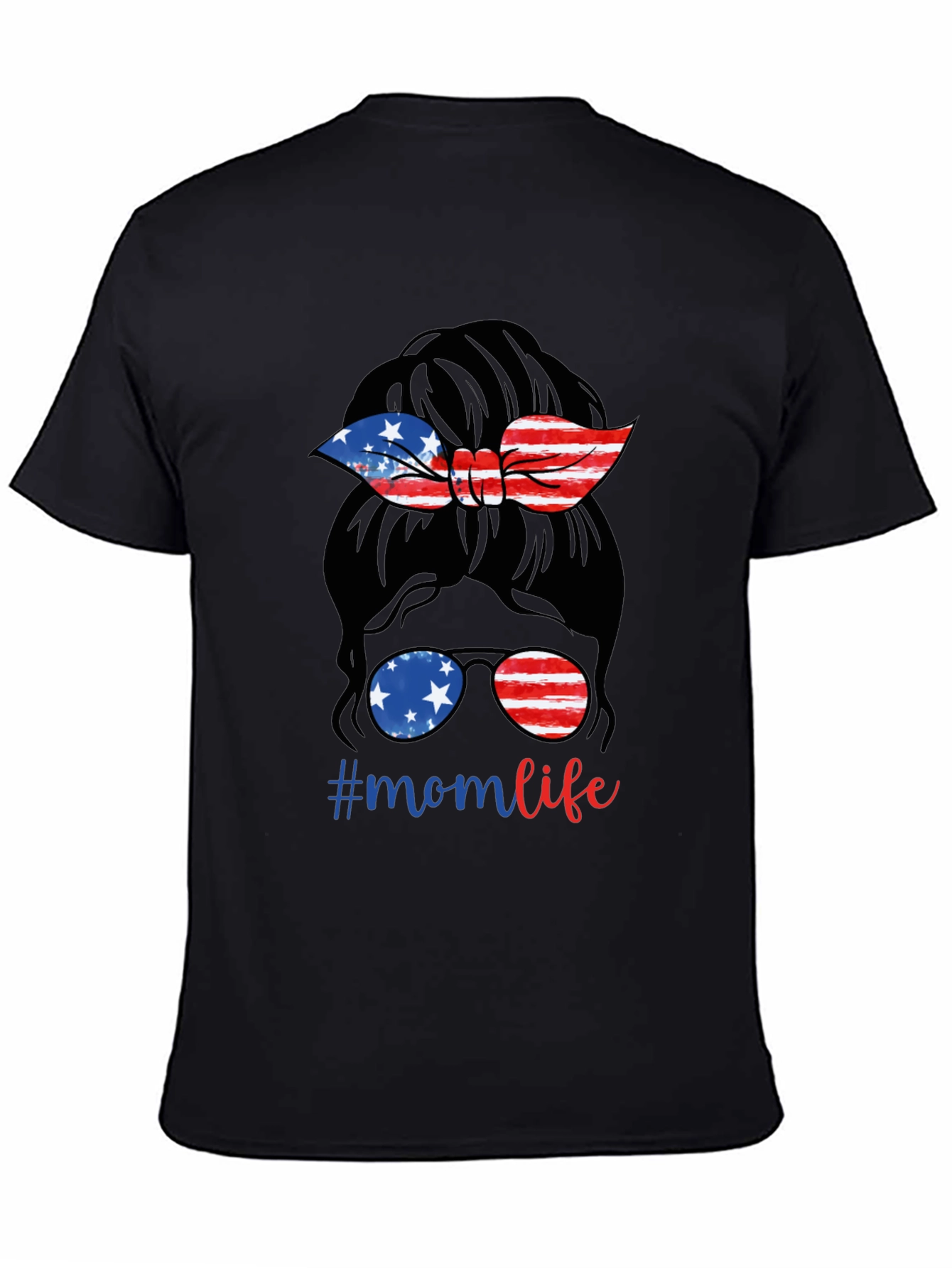 Mom Life Messy Bun Patriotic T-Shirt