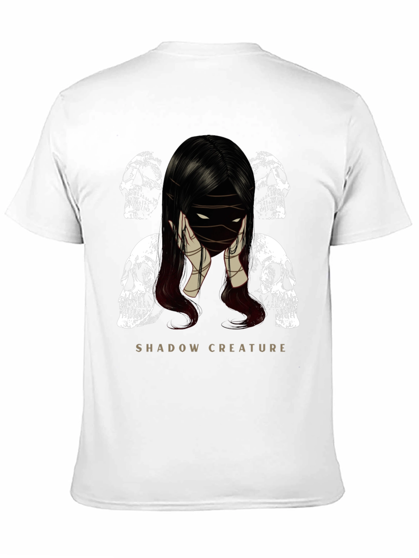 Shadow Creature Graphic Tee - Gothic Skull Design