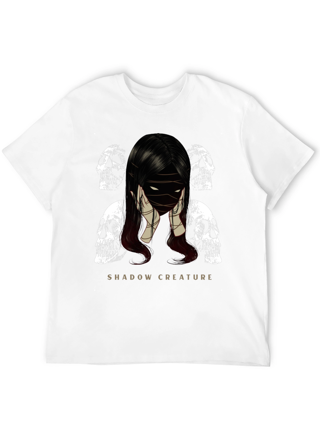 Shadow Creature Graphic Tee - Gothic Skull Design