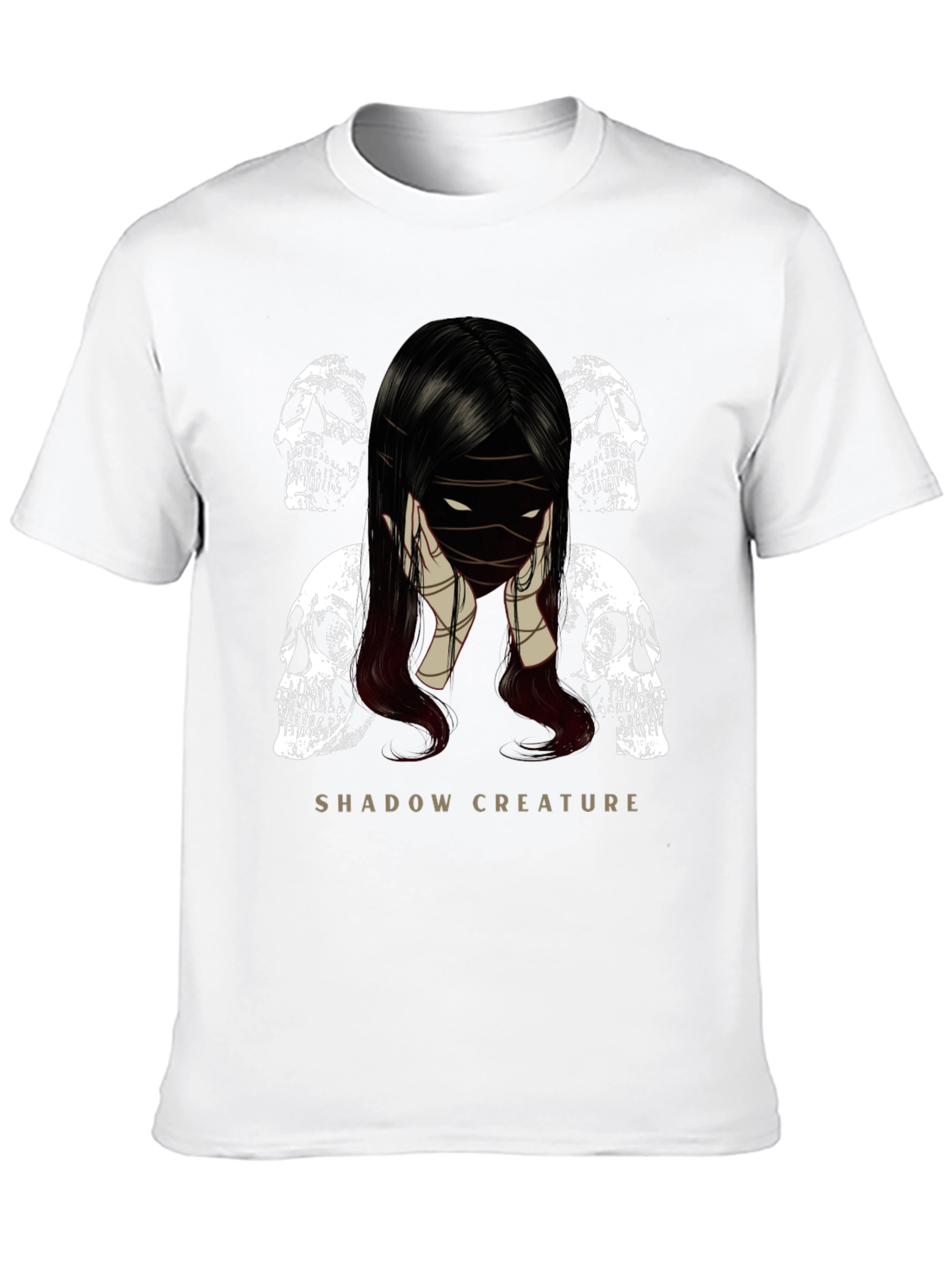Shadow Creature Graphic Tee - Gothic Skull Design