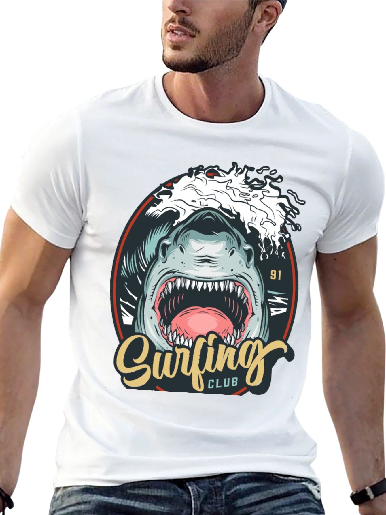 Surfing Club Shark Graphic T-Shirt