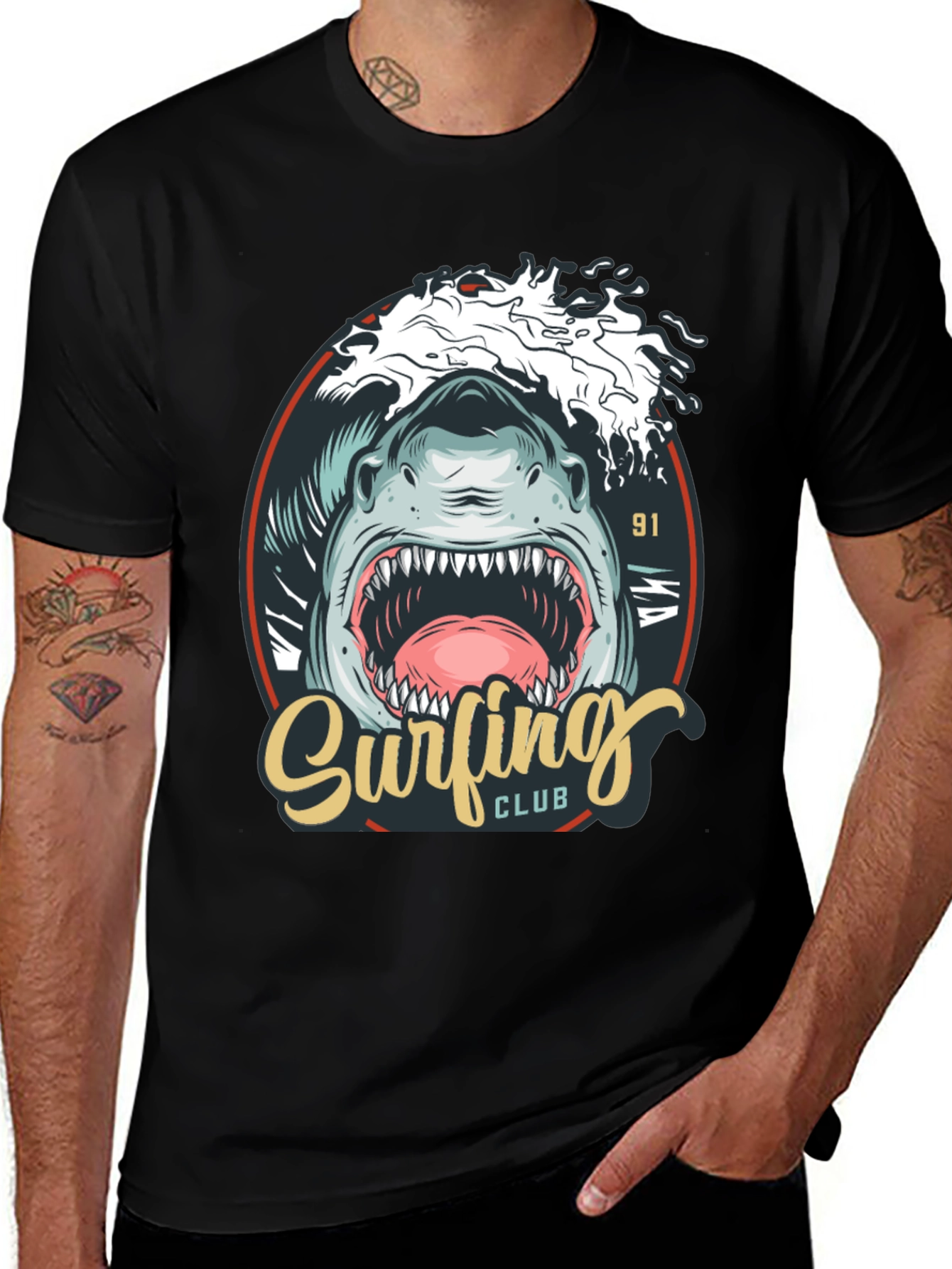 Surfing Club Shark Graphic T-Shirt