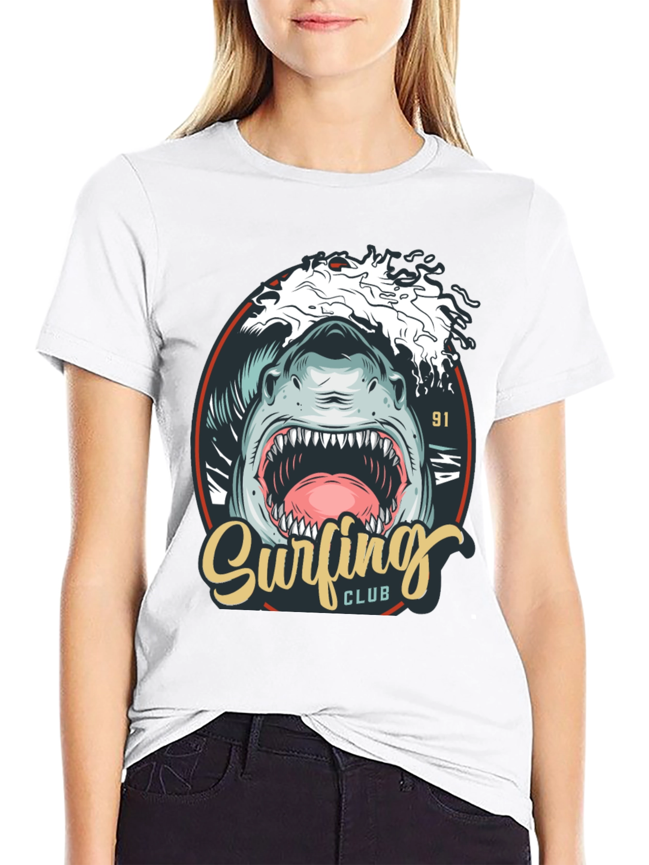 Surfing Club Shark Graphic T-Shirt