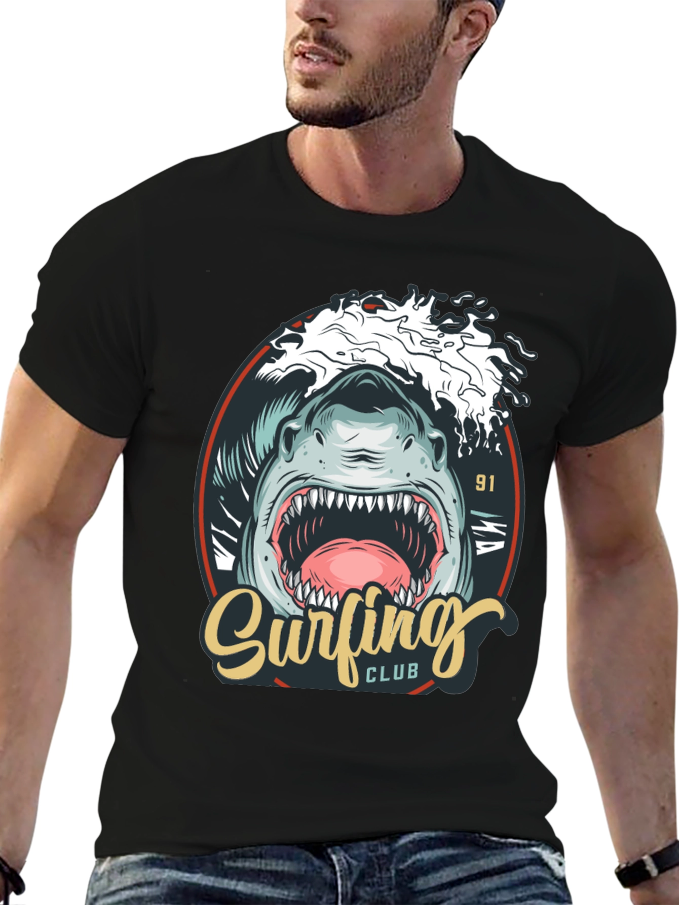 Surfing Club Shark Graphic T-Shirt