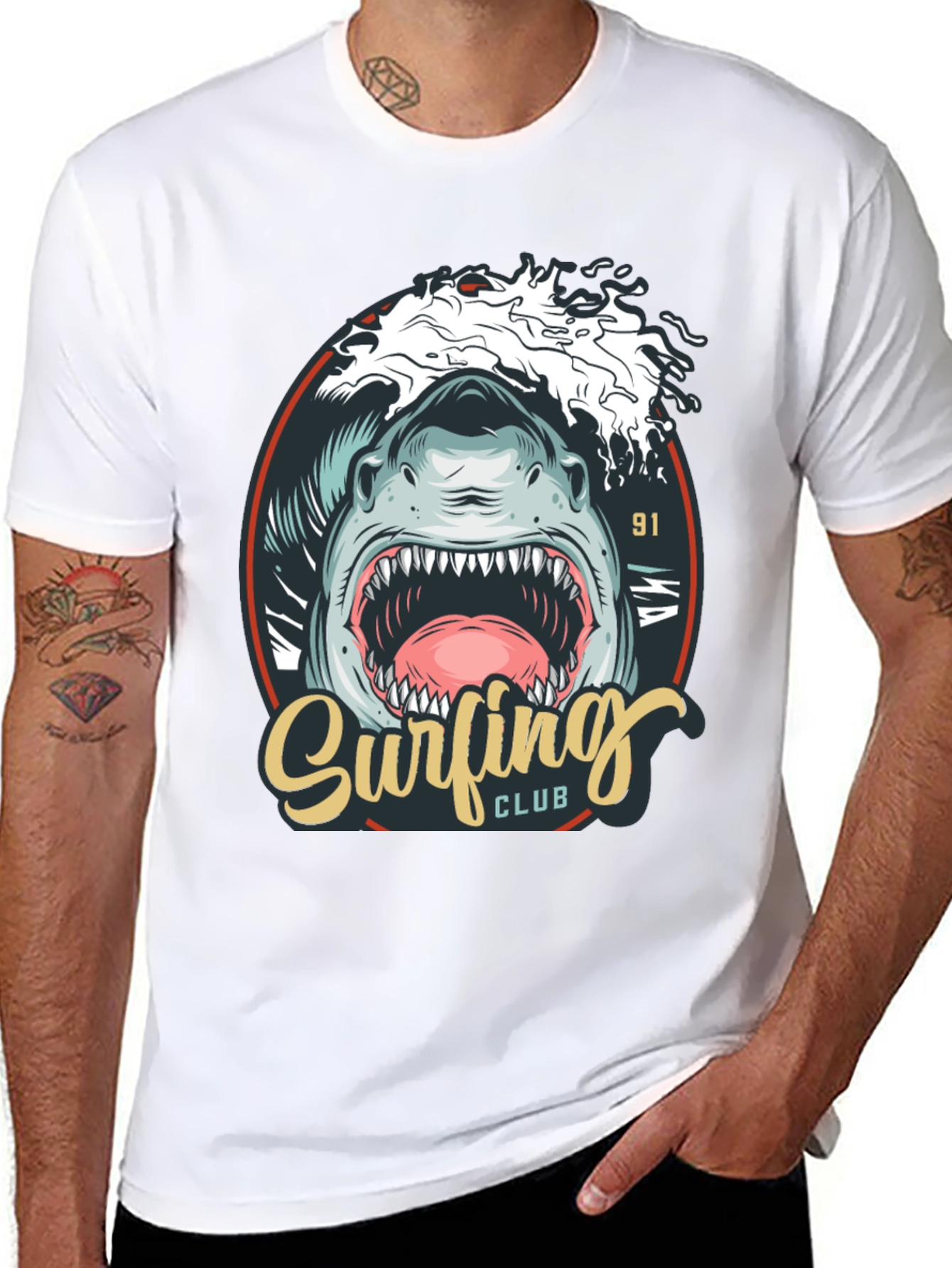 Surfing Club Shark Graphic T-Shirt
