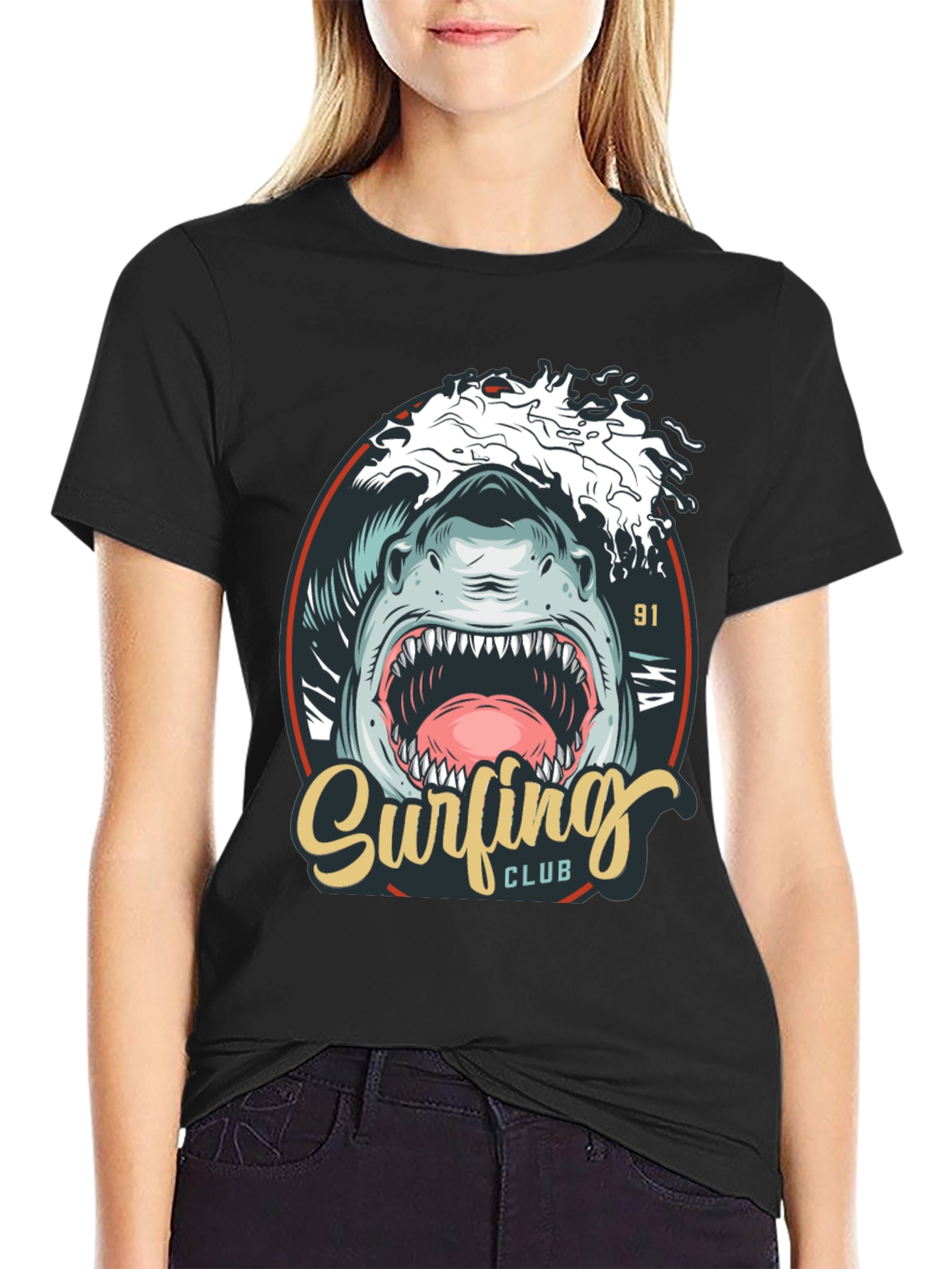 Surfing Club Shark Graphic T-Shirt