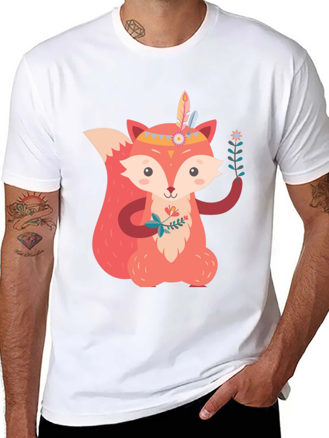 Cute Fox Graphic Tee - Unisex Black T-Shirt