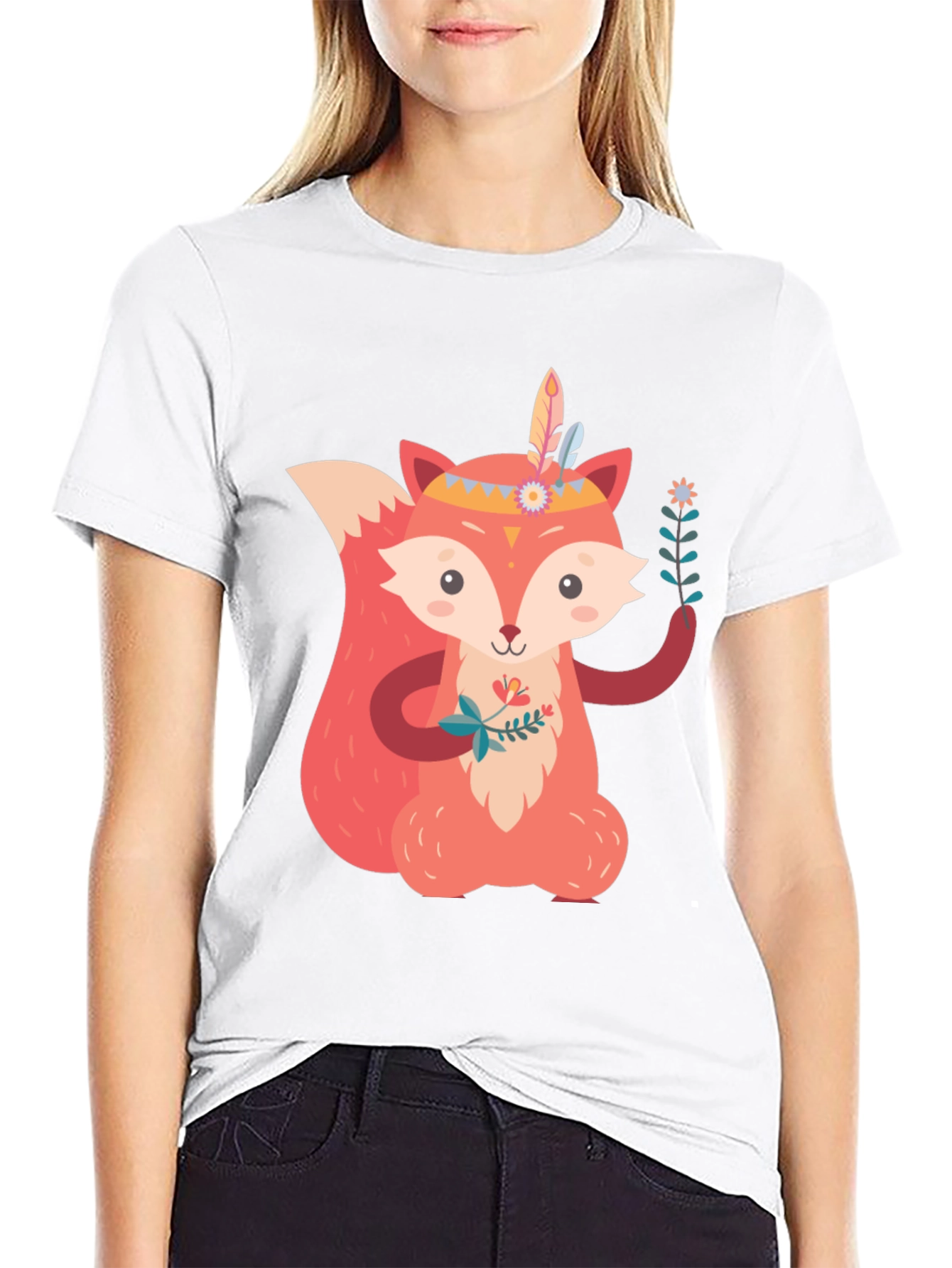 Cute Fox Graphic Tee - Unisex Black T-Shirt