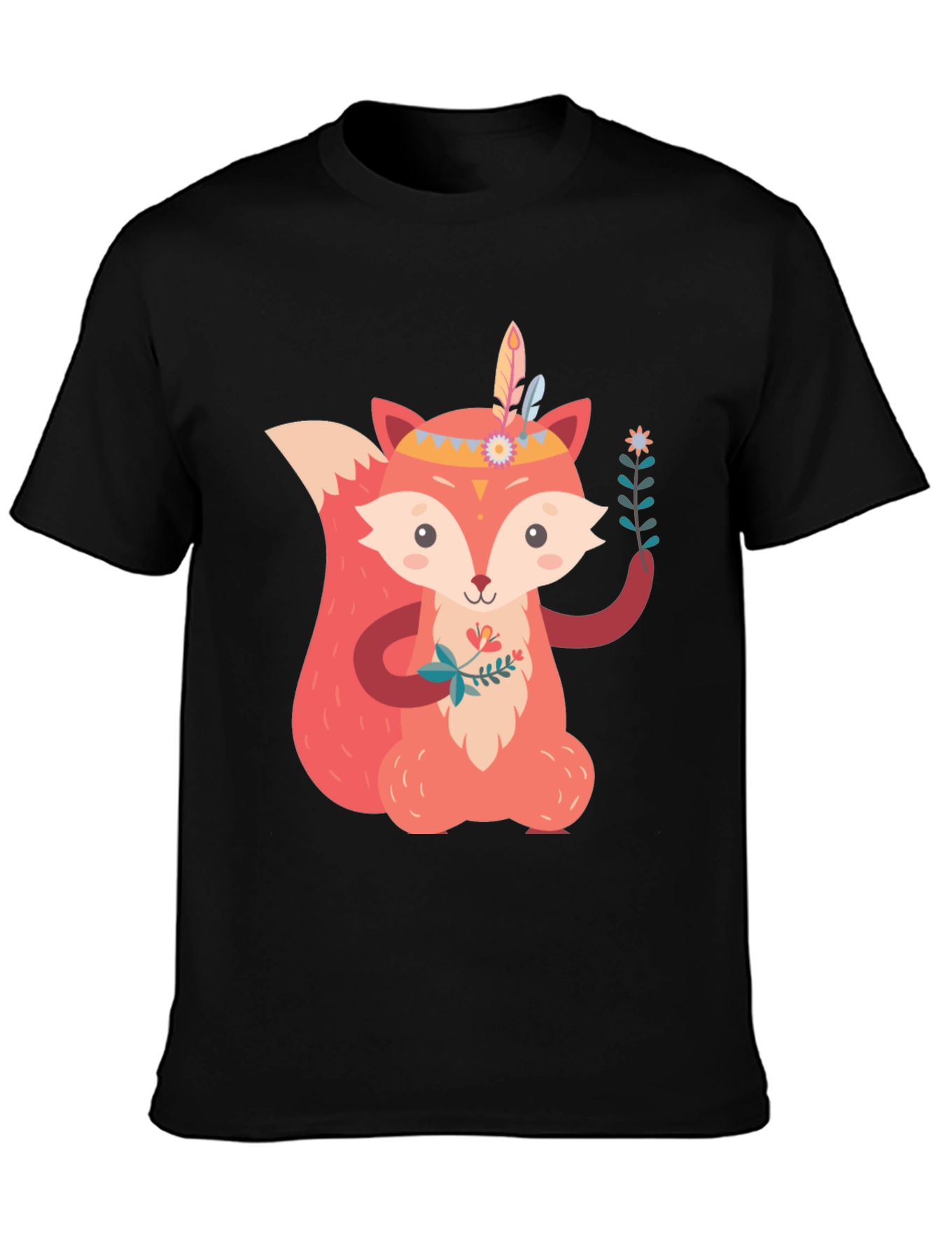 Cute Fox Graphic Tee - Unisex Black T-Shirt