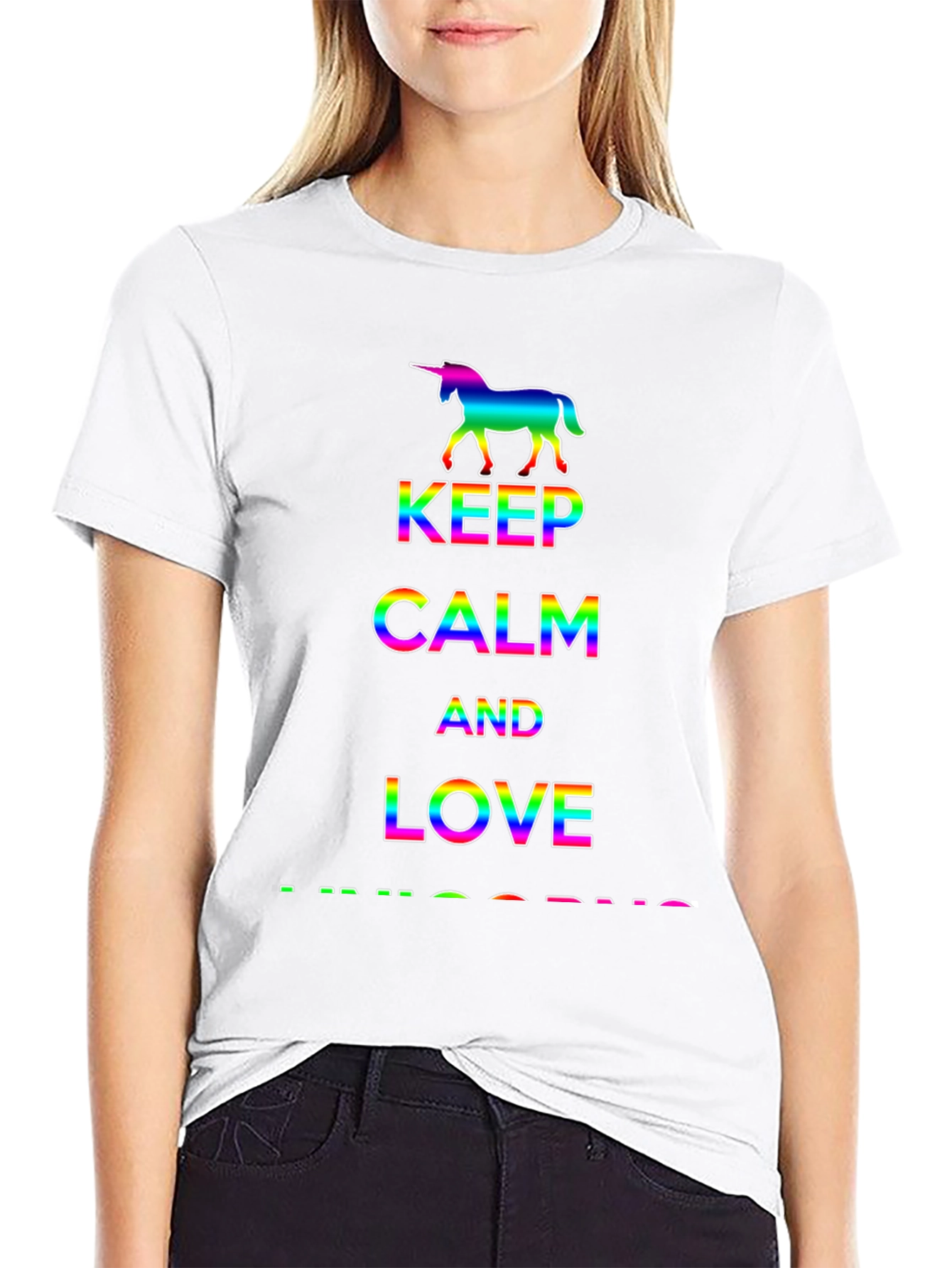 Rainbow Unicorn Keep Calm Love T-Shirt