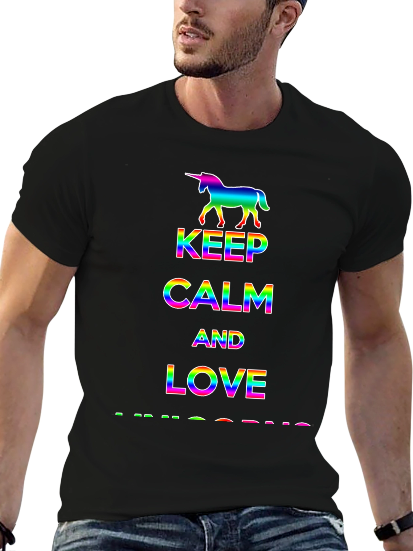 Rainbow Unicorn Keep Calm Love T-Shirt