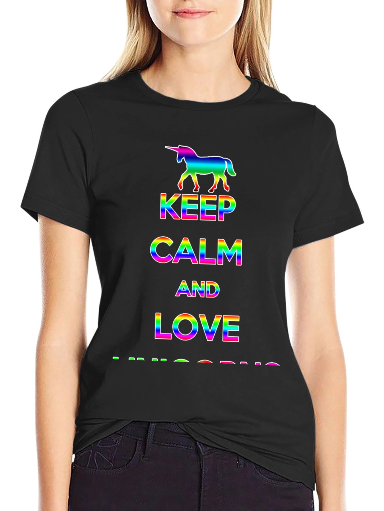 Rainbow Unicorn Keep Calm Love T-Shirt
