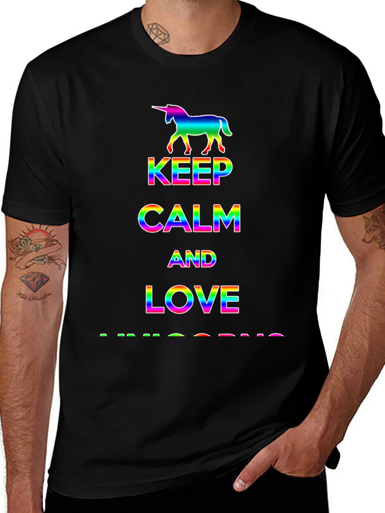 Rainbow Unicorn Keep Calm Love T-Shirt